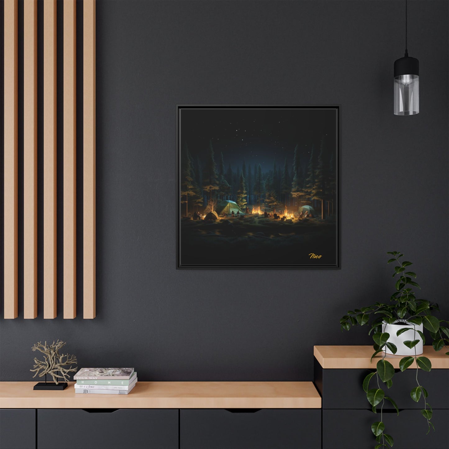 Under The Starry Skies Series Print #2 - Black Framed Canvas Print