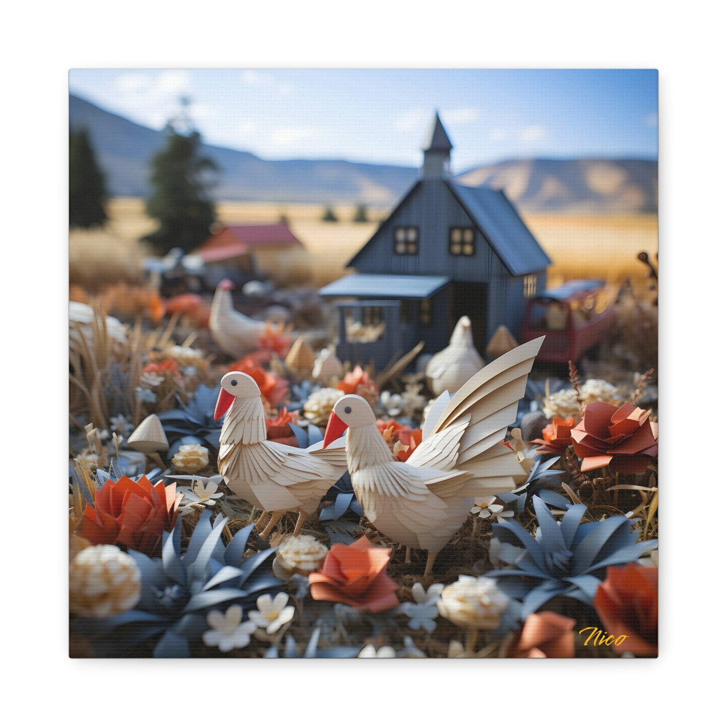 Meadow By The Farm Series Print #6 - Streched Matte Canvas Print, 1.25" Thick