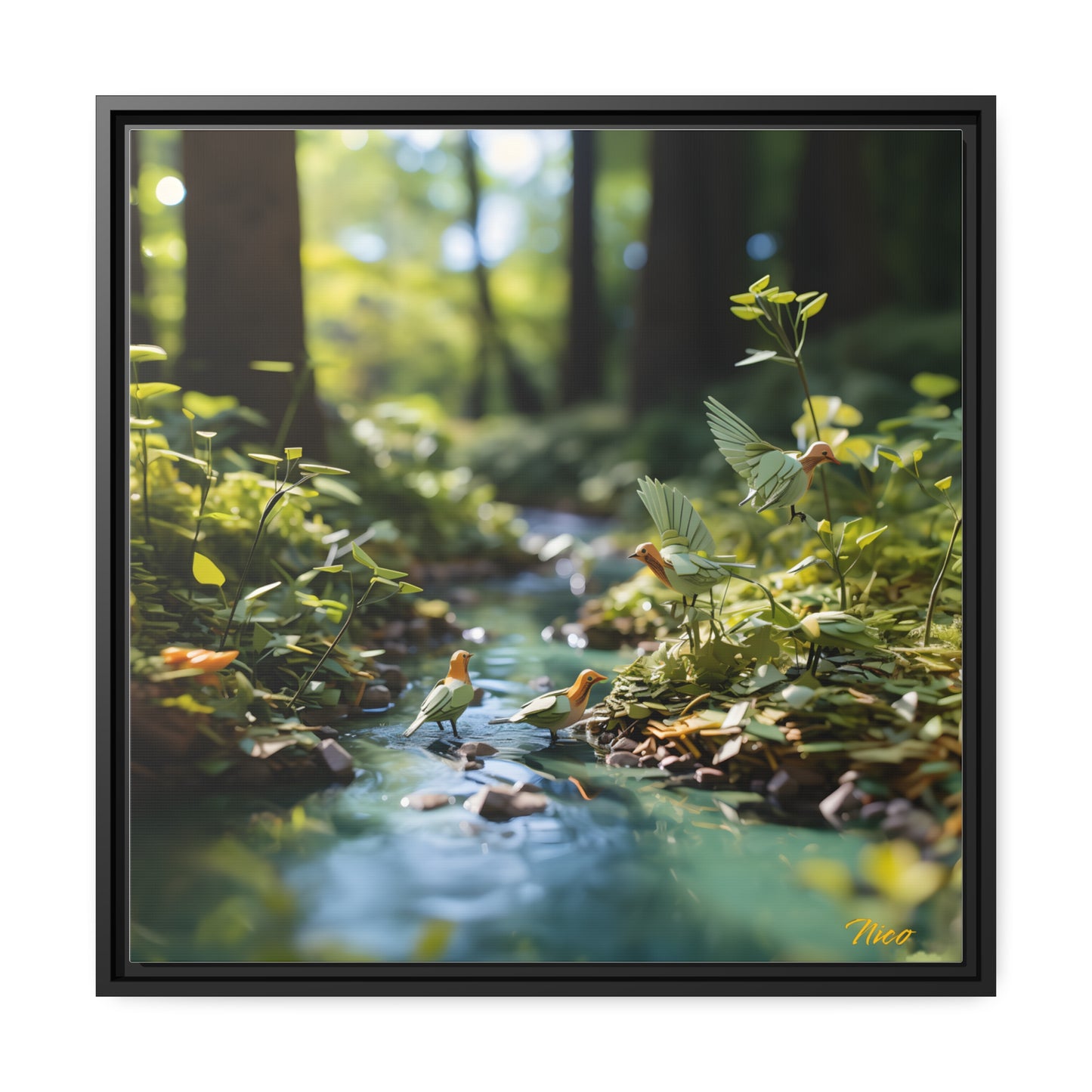 Relaxing By The Brook Series Print #8 - Black Framed Canvas Print