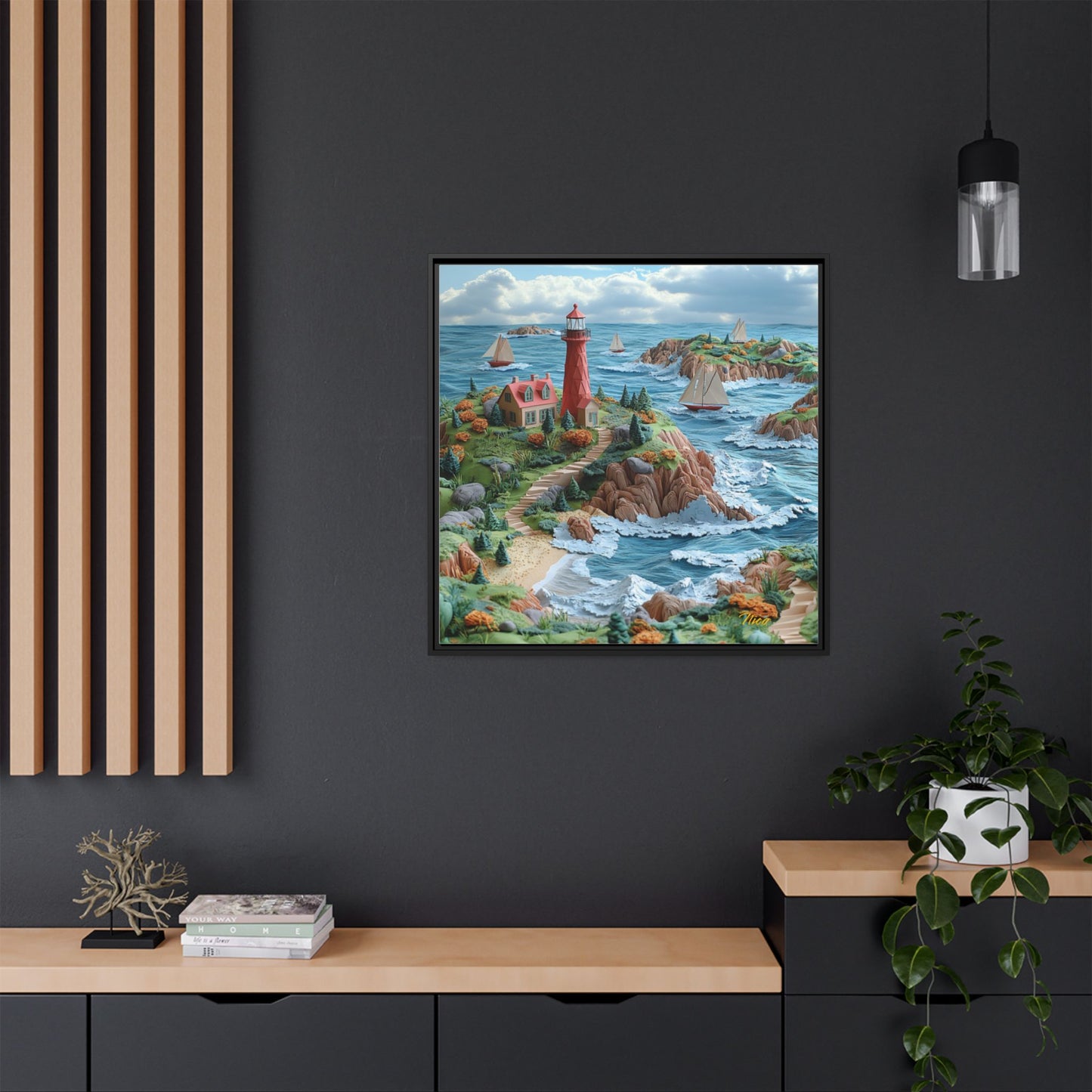 By The Seaside Series Print #6 - Black Framed Canvas Print