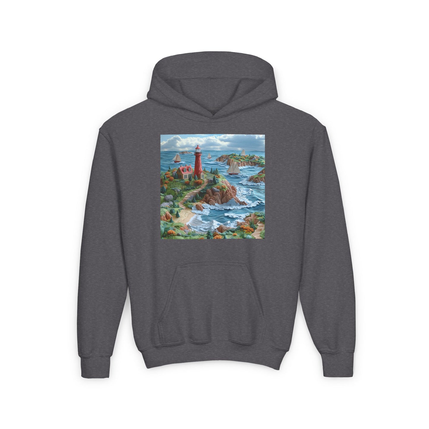 By The Seaside Series Print #6 Youth Heavy Blend Hooded Sweatshirt