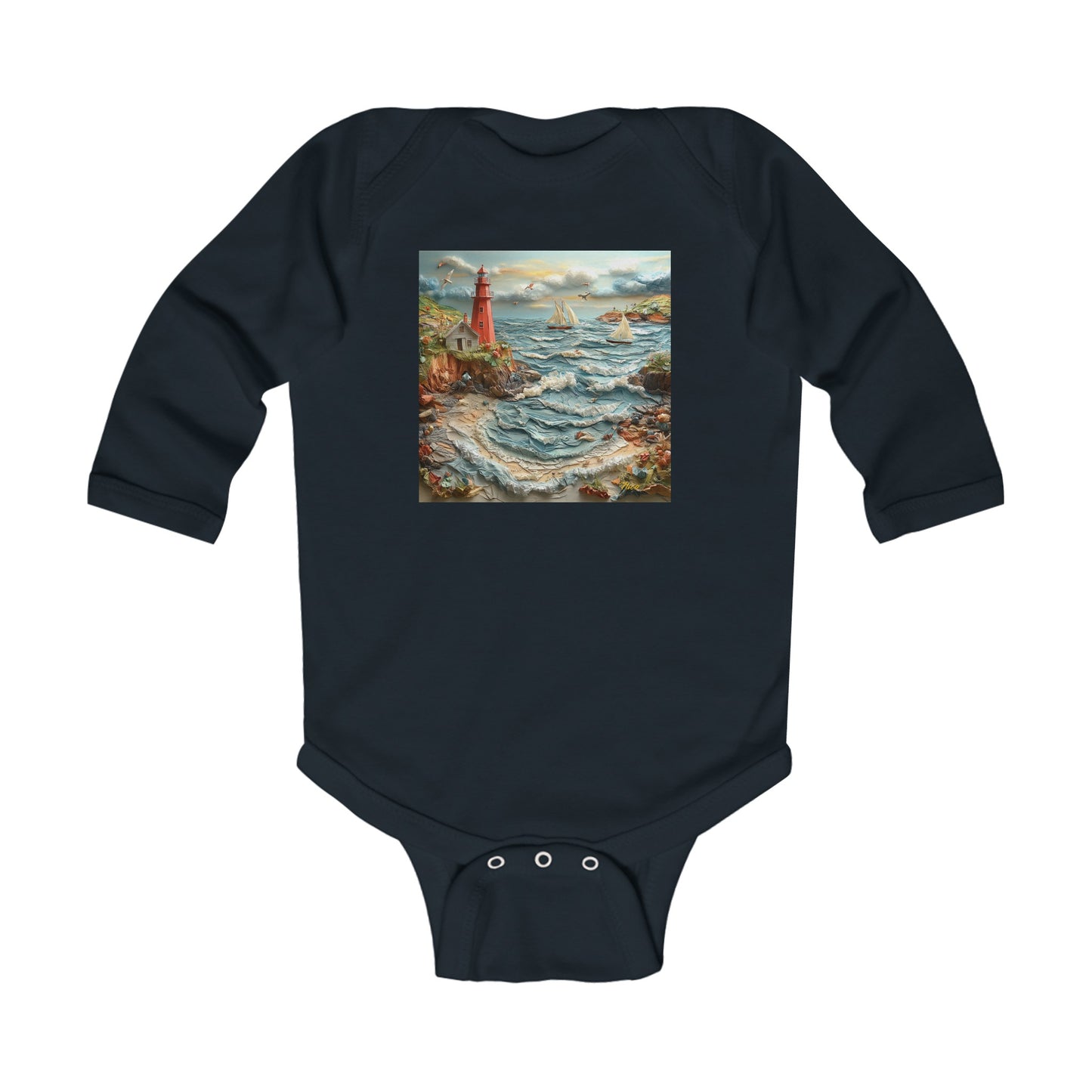 By The Seaside Series Print #2 Infant Long Sleeve Bodysuit