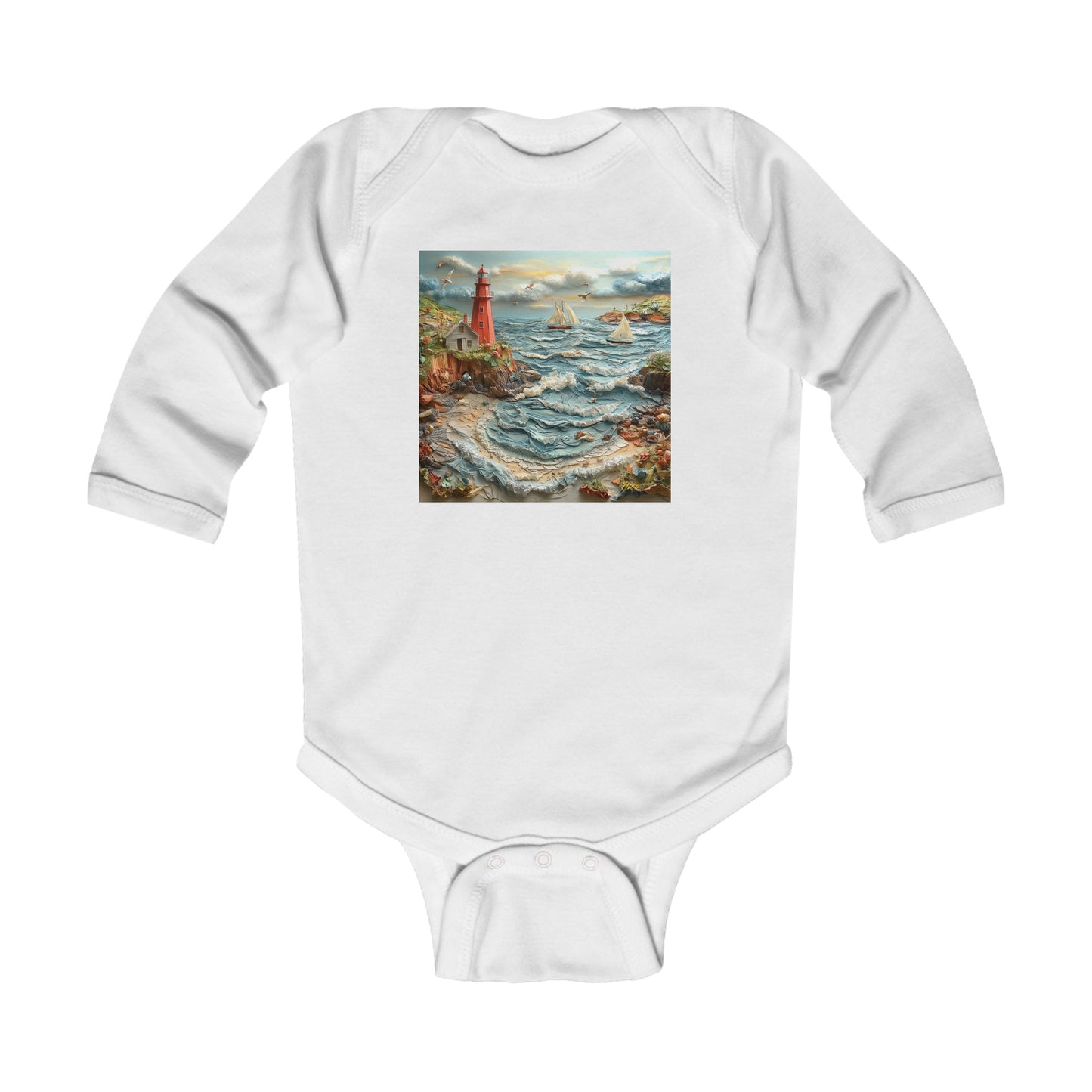 By The Seaside Series Print #2 Infant Long Sleeve Bodysuit