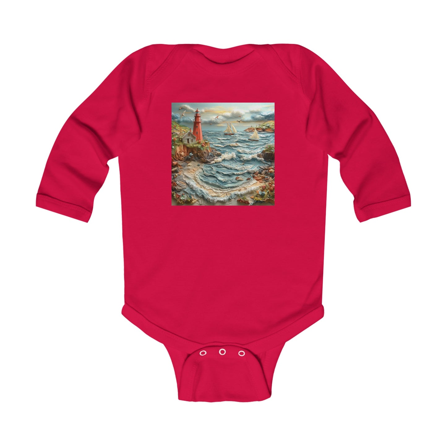 By The Seaside Series Print #2 Infant Long Sleeve Bodysuit