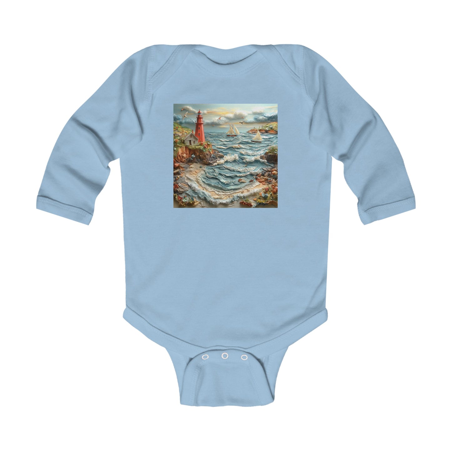 By The Seaside Series Print #2 Infant Long Sleeve Bodysuit