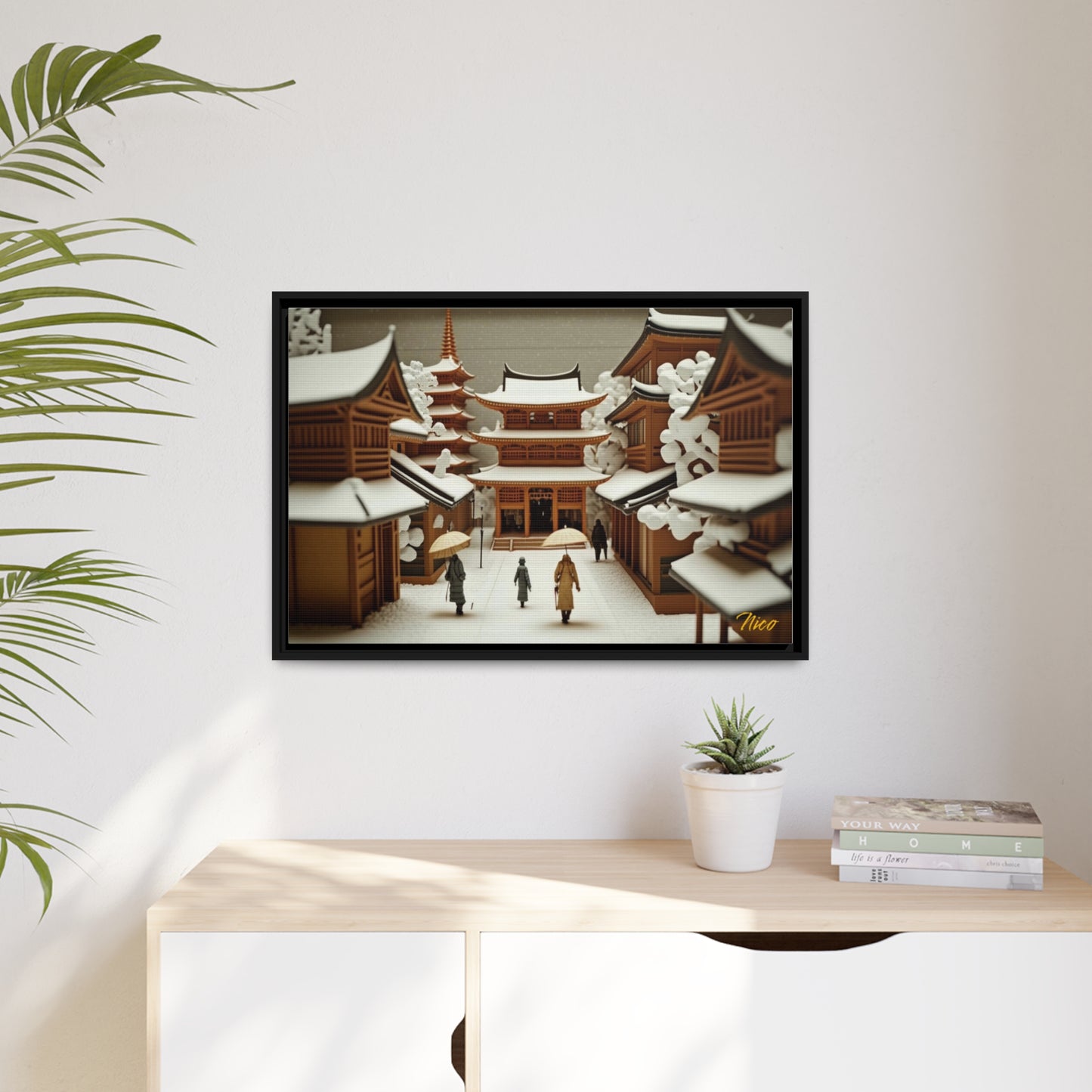 Asian Snow Series Print #10 - Extended Black Framed Canvas Print