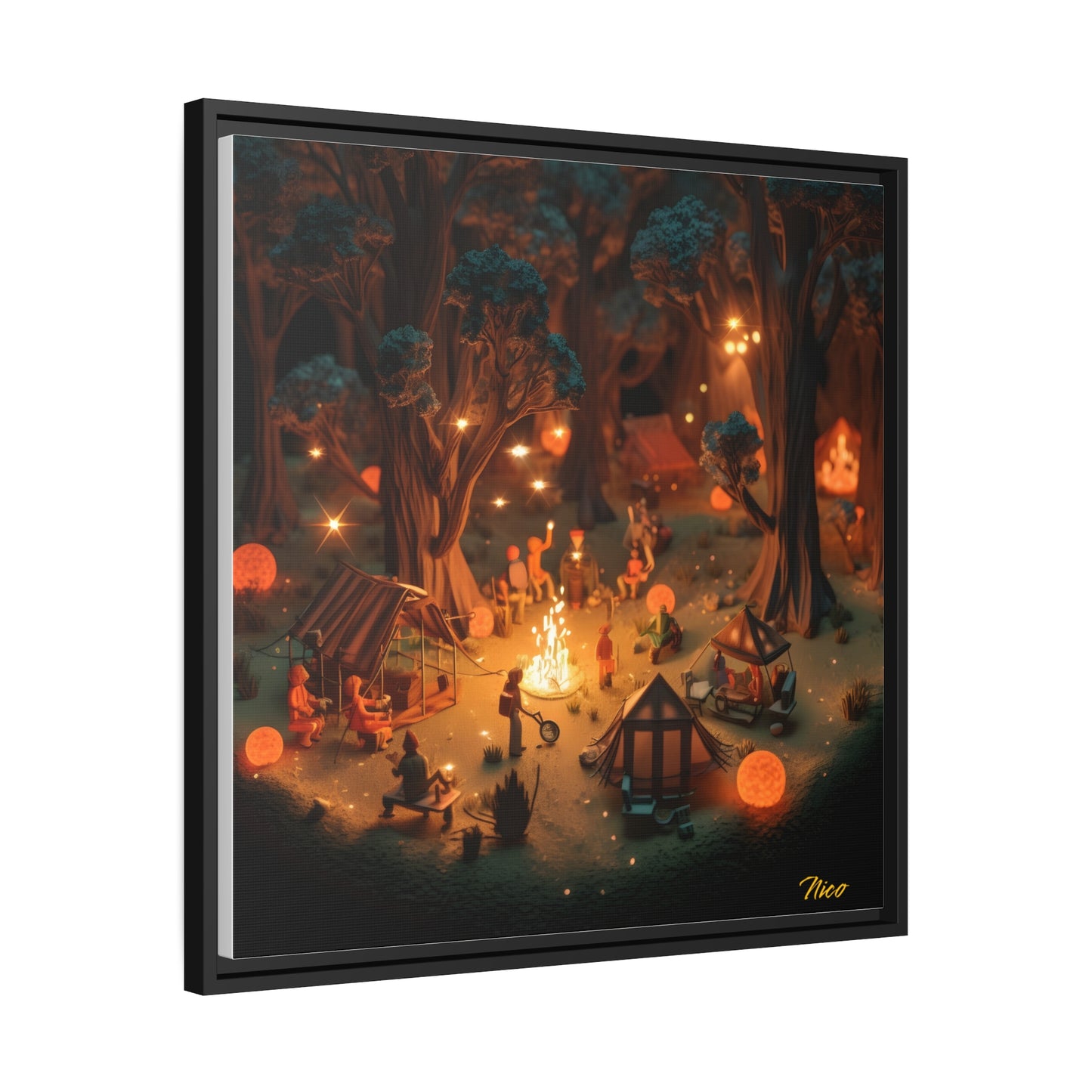 Campfire Series Print #4 - Black Framed Canvas Print