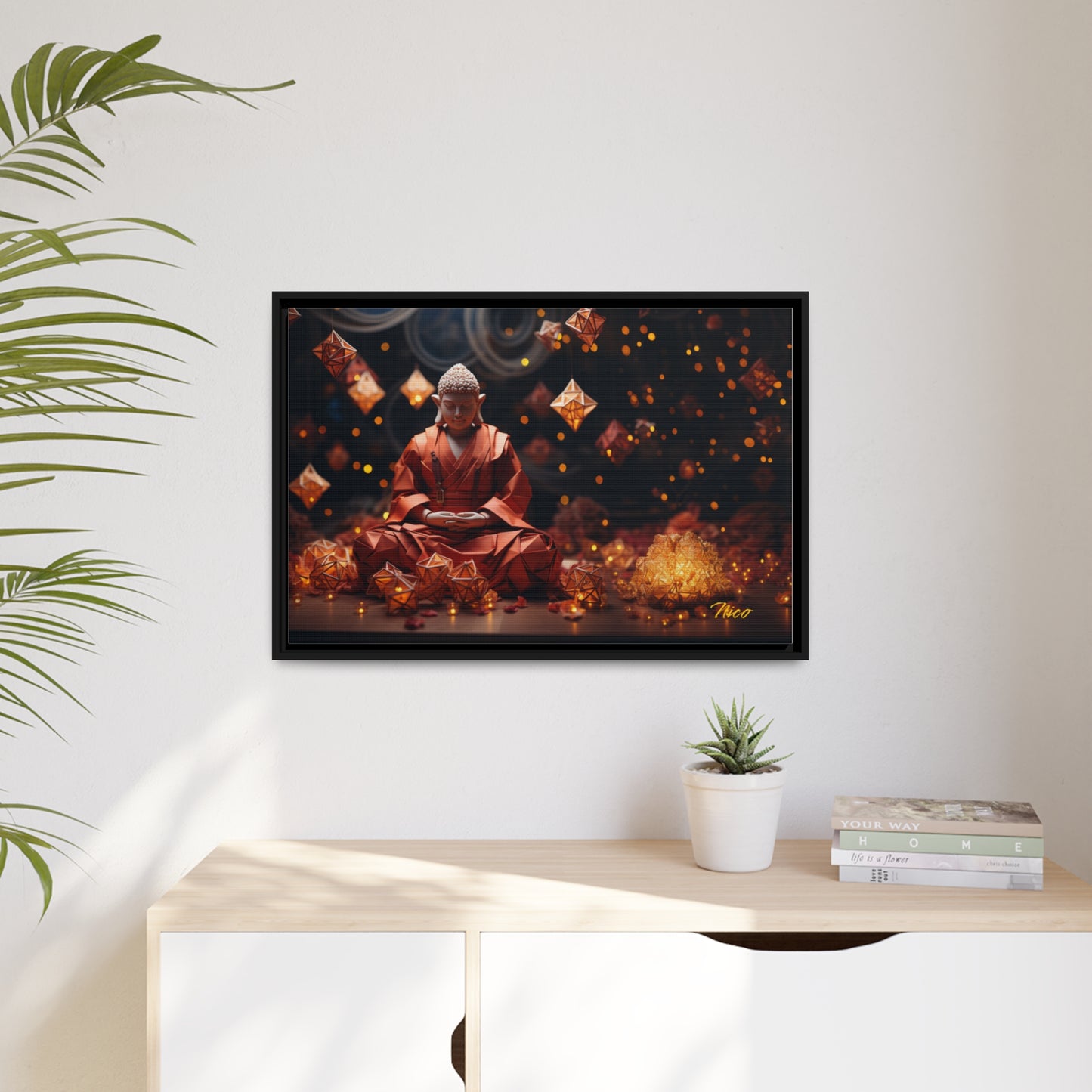 Ascending Buddha Series Print #7 - Black Framed Canvas Print