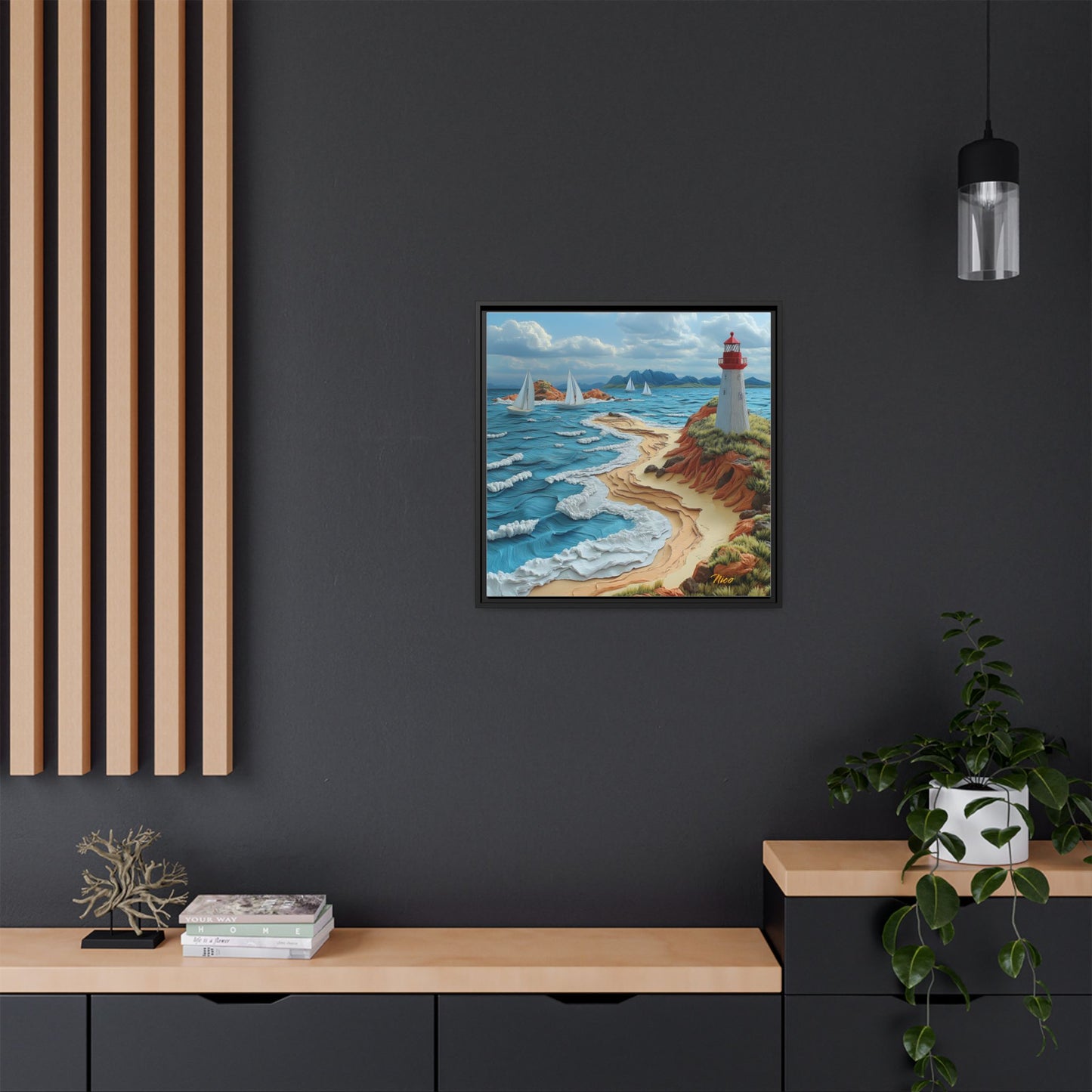 By The Seaside Series Print #4 - Black Framed Canvas Print