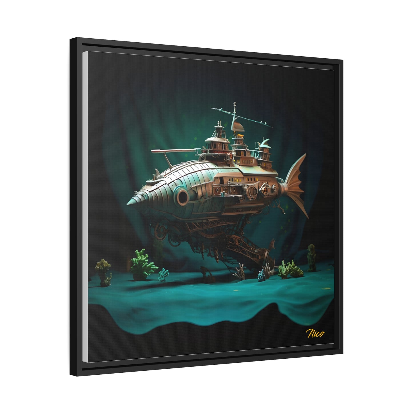 20,000 Under The Sea Series Print #2 - Black Framed Canvas Print