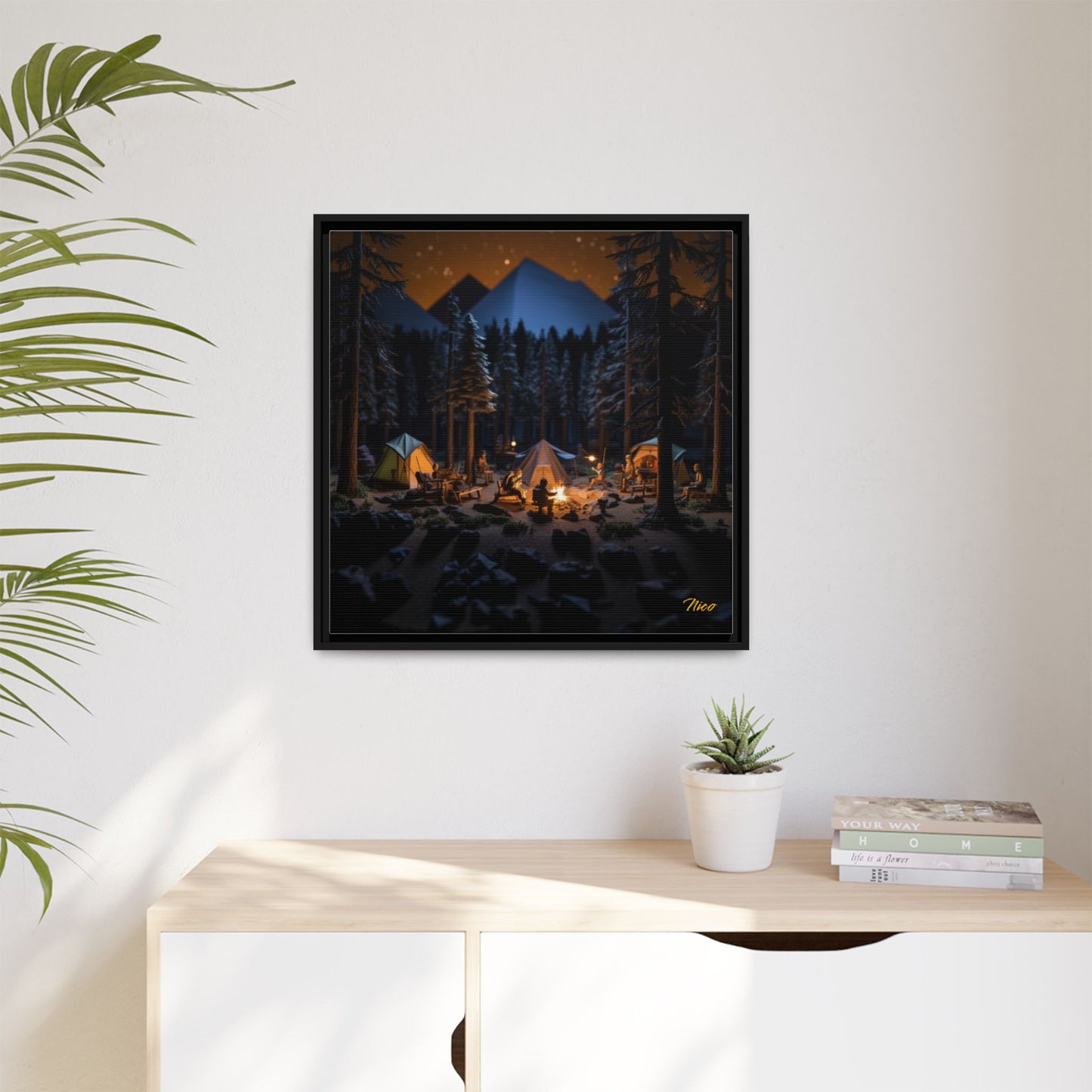 Under The Starry Skies Series Print #1 - Black Framed Canvas Print