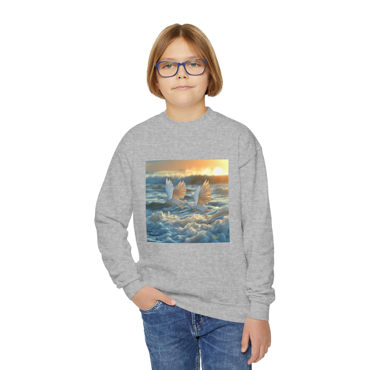 By The Seaside Series Print #5 Youth Crewneck Sweatshirt