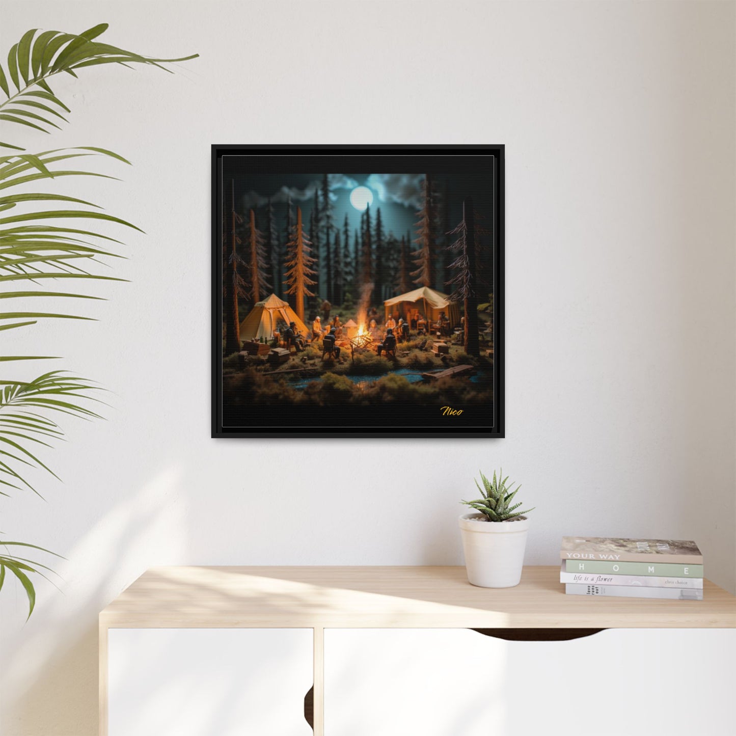 Under The Starry Skies Series Print #8 - Black Framed Canvas Print