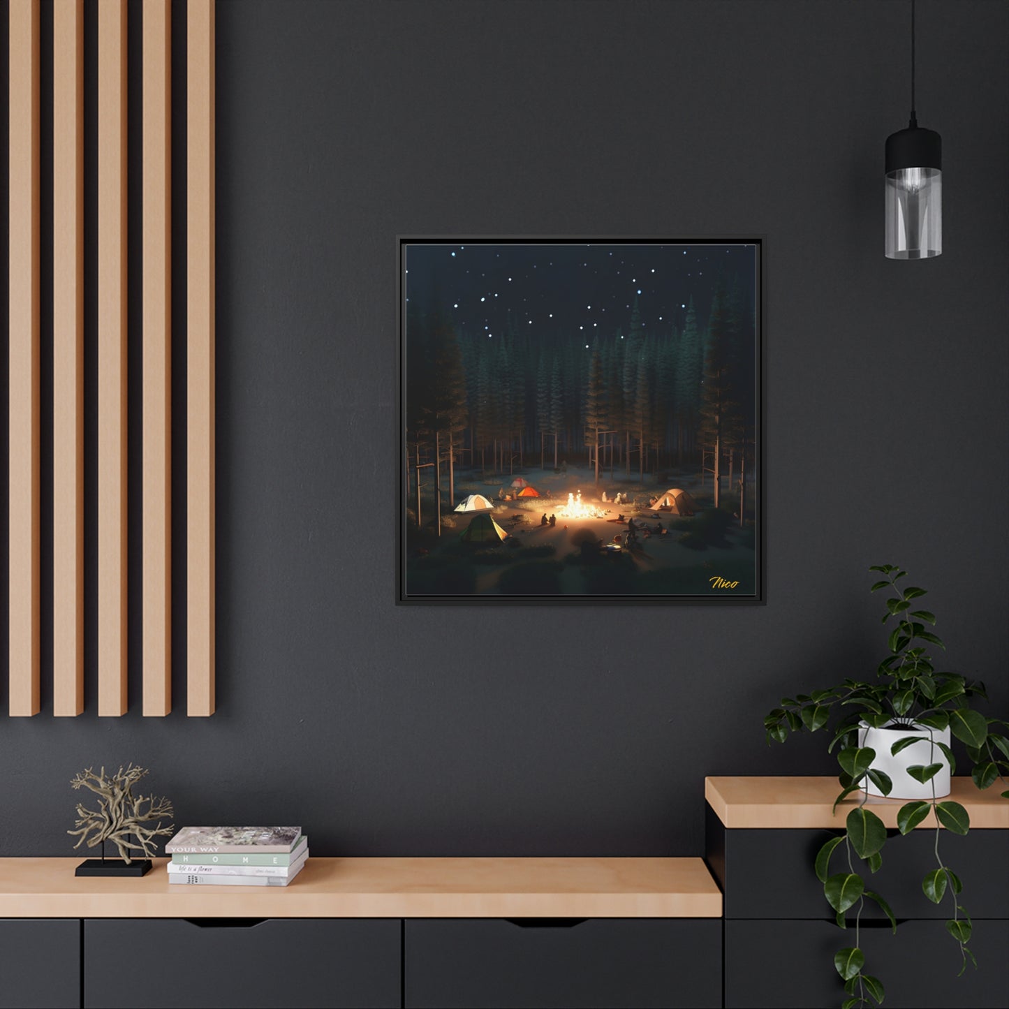 Campfire Series Print #2 - Black Framed Canvas Print