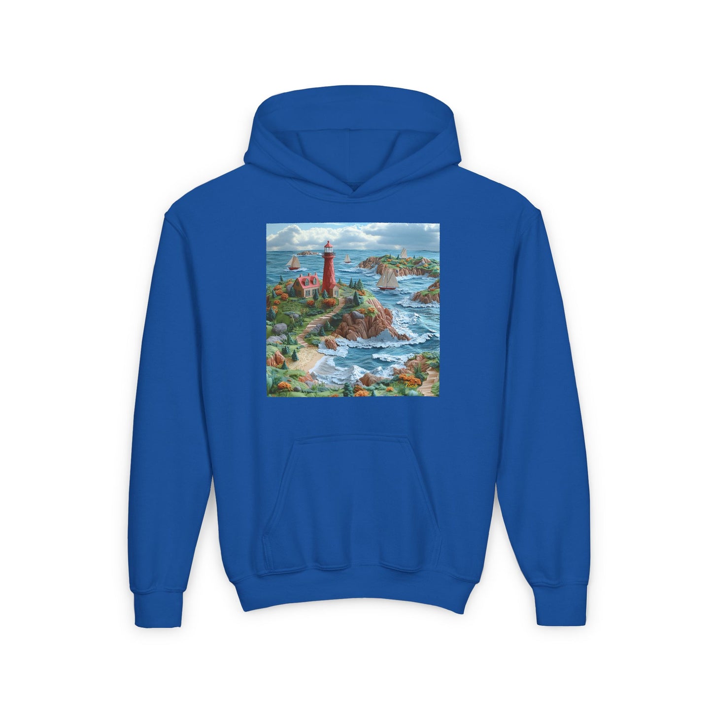 By The Seaside Series Print #6 Youth Heavy Blend Hooded Sweatshirt