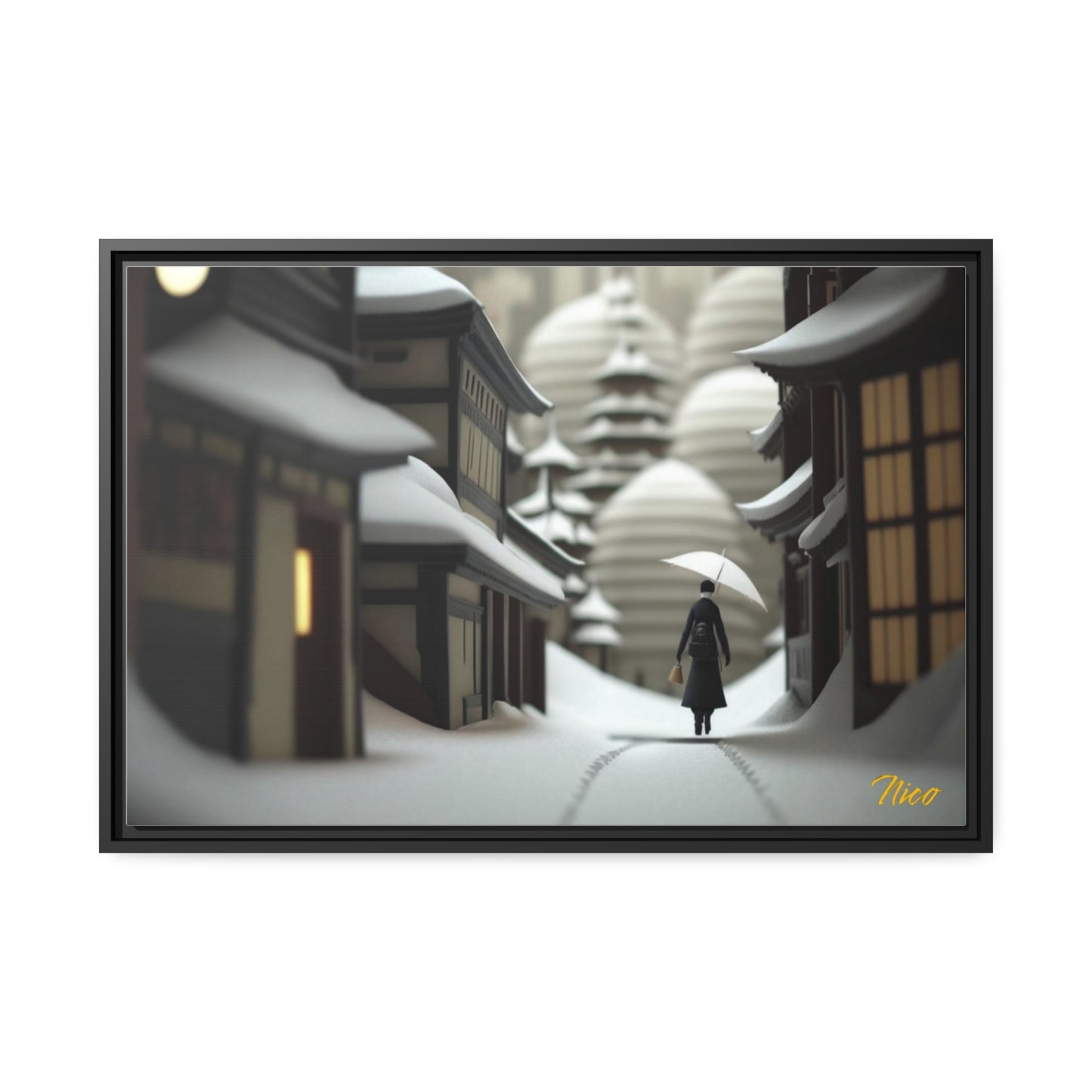 Asian Snow Series Print #4 - Extended Black Framed Canvas Print