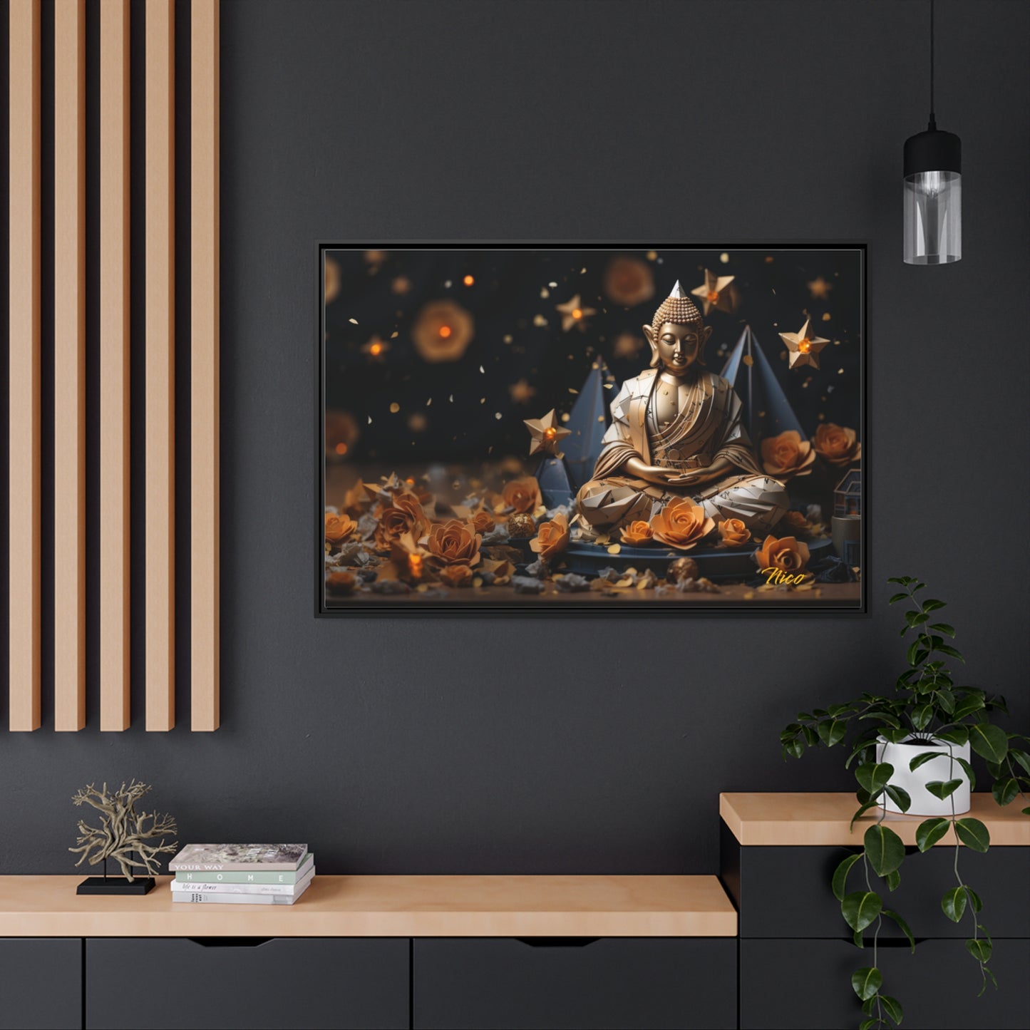 Ascending Buddha Series Print #5 - Black Framed Canvas Print