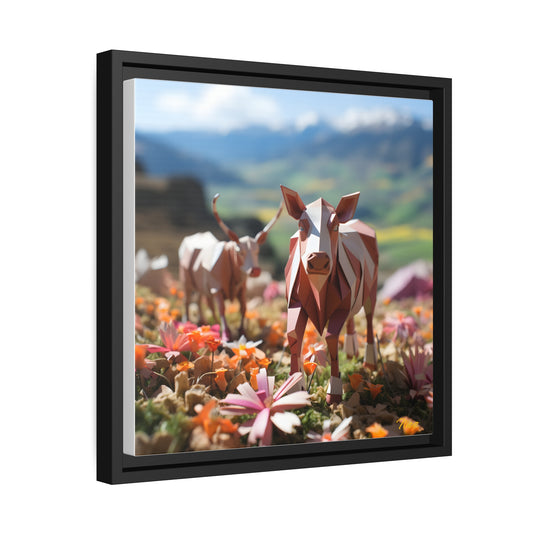 Meadow By The Farm Series Print #1 - Black Framed Canvas Print