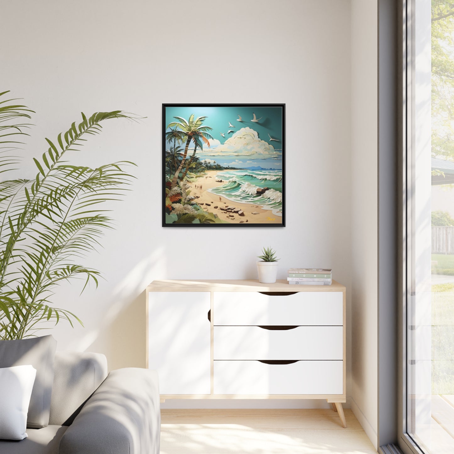 By The Seaside Series Print #2 - Black Framed Canvas Print