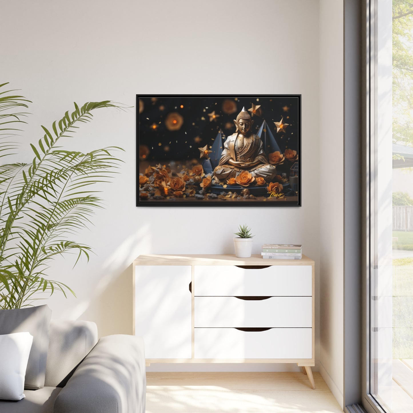 Ascending Buddha Series Print #5 - Black Framed Canvas Print