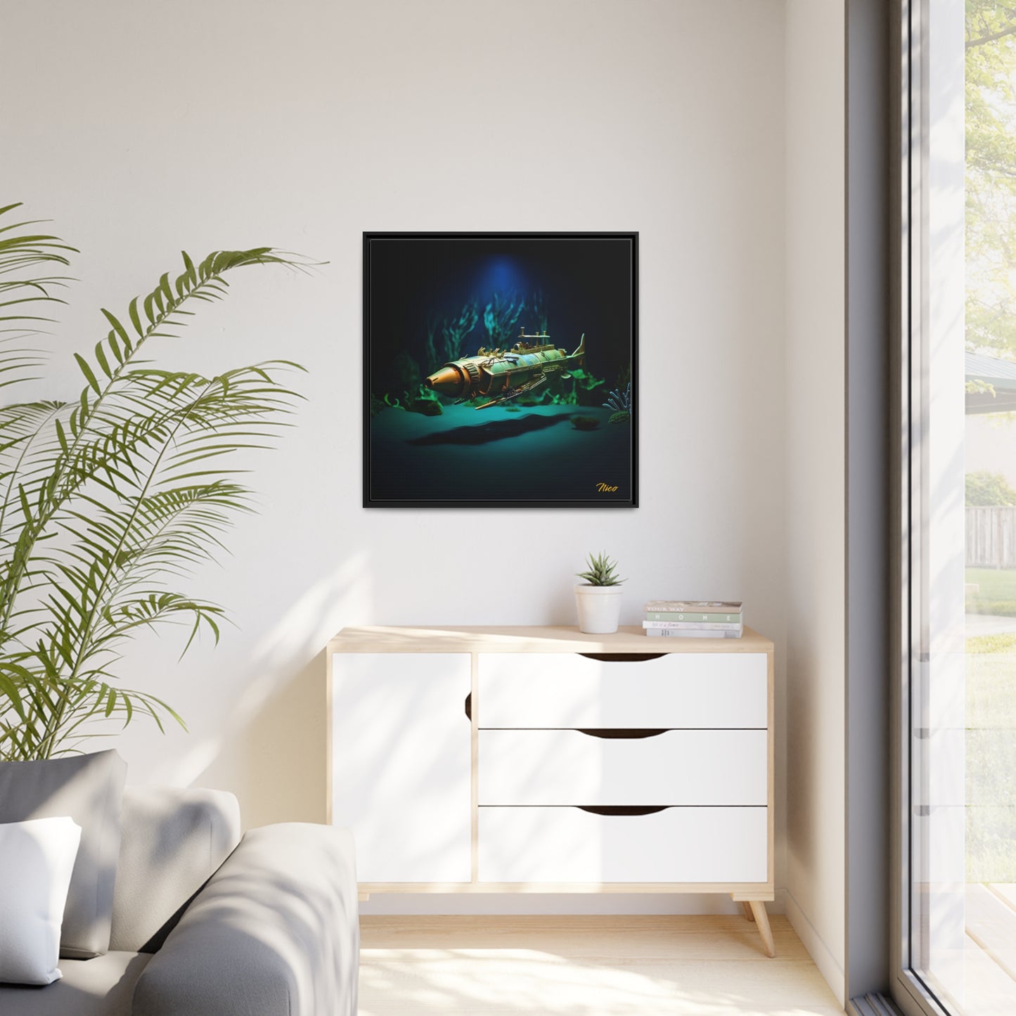 20,000 Under The Sea Series Print #6 - Black Framed Canvas Print