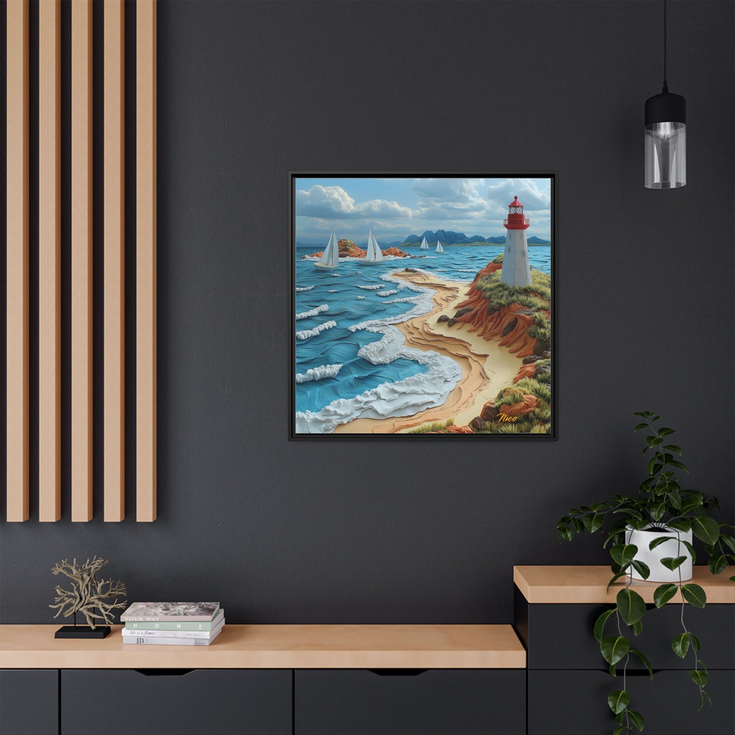 By The Seaside Series Print #4 - Black Framed Canvas Print