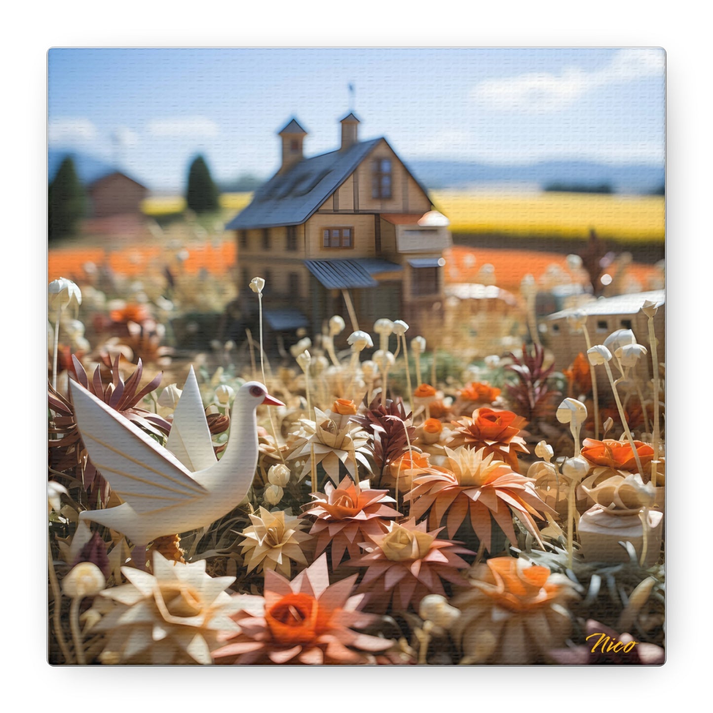 Meadow By The Farm Series Print #9 - Streched Matte Canvas Print, 1.25" Thick