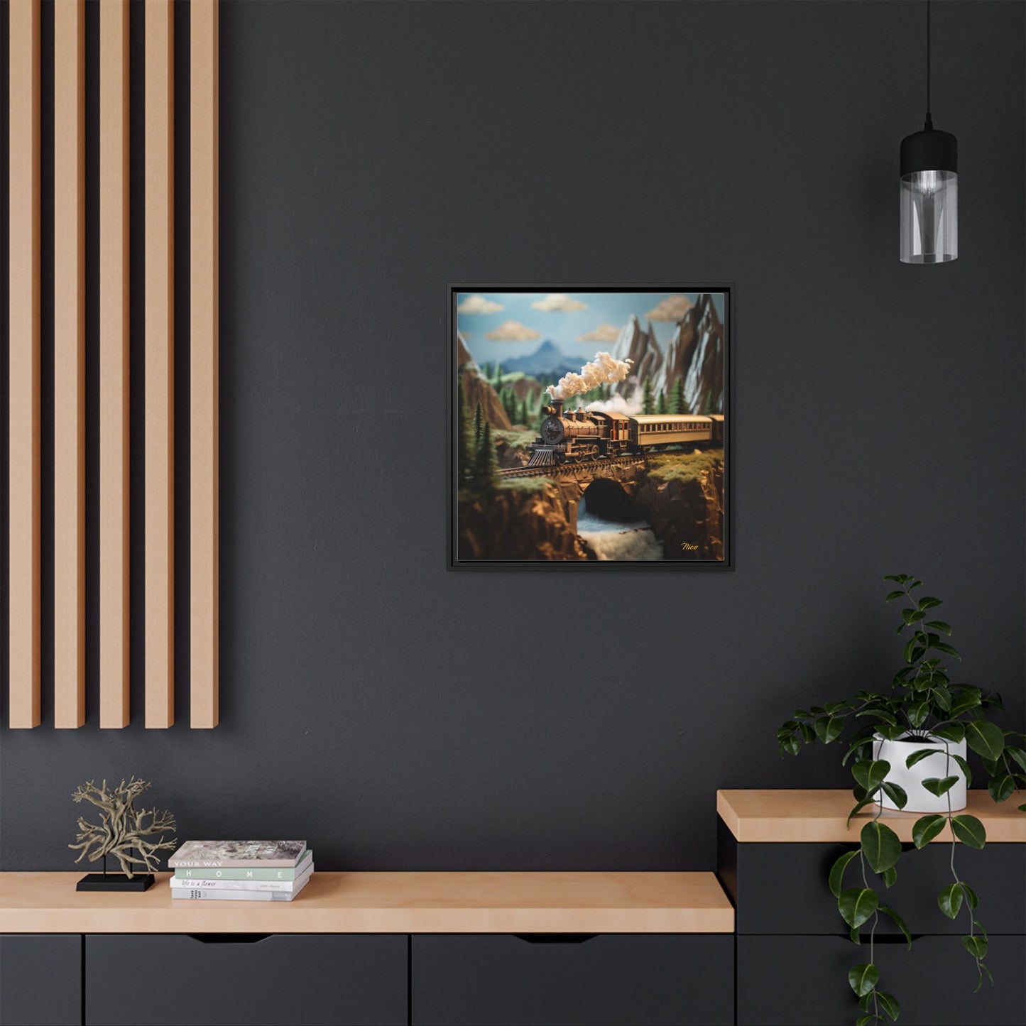 Black Framed Matte Canvas Print - Featuring the Orient Express Series Print #5 by origami artist Nico