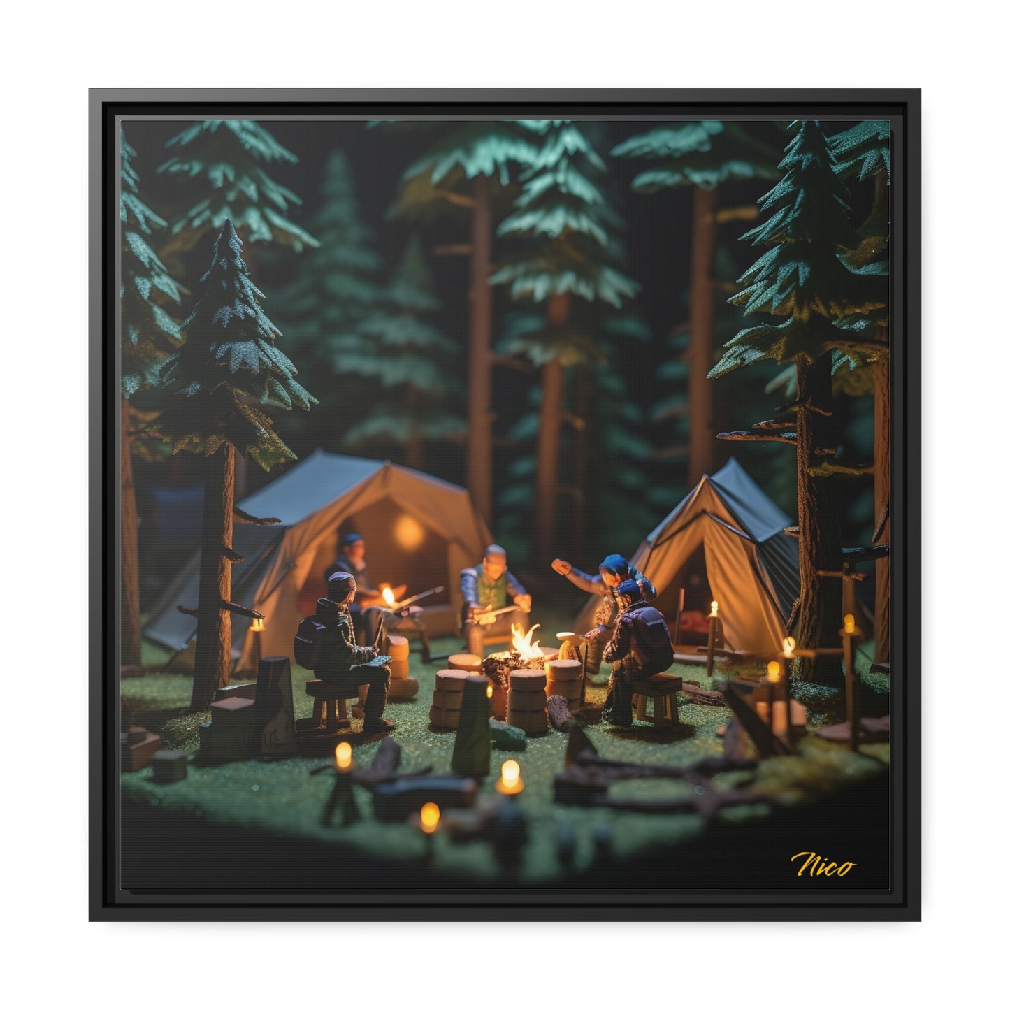 Campfire Series Print #10 - Black Framed Canvas Print