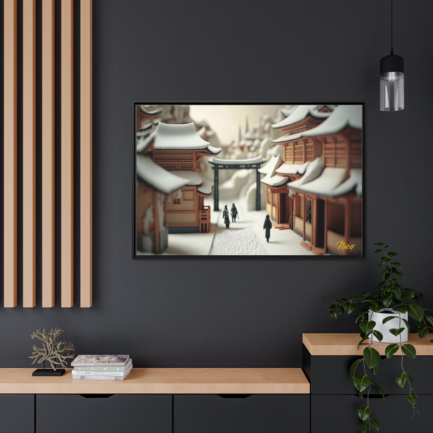 Asian Snow Series Print #2 - Extended Black Framed Canvas Print