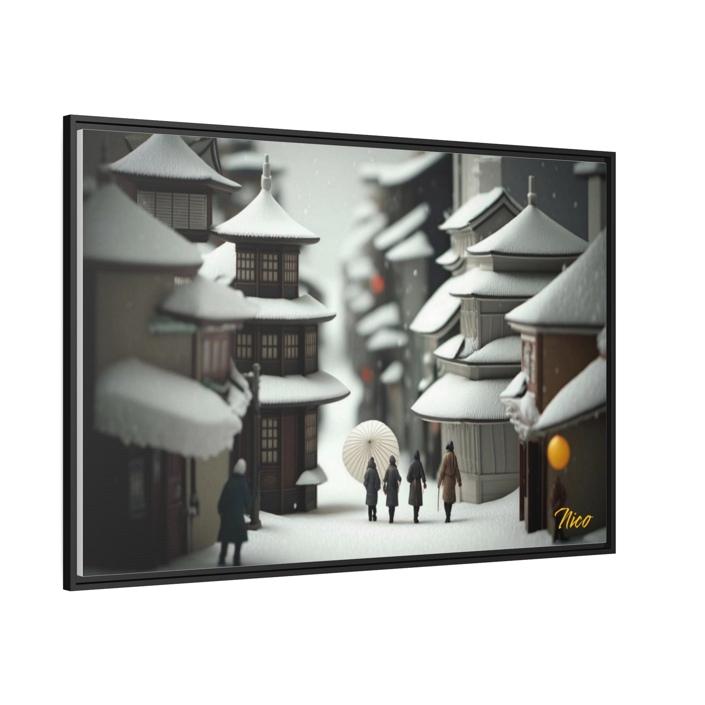 Asian Snow Series Print #3 - Extended Black Framed Canvas Print