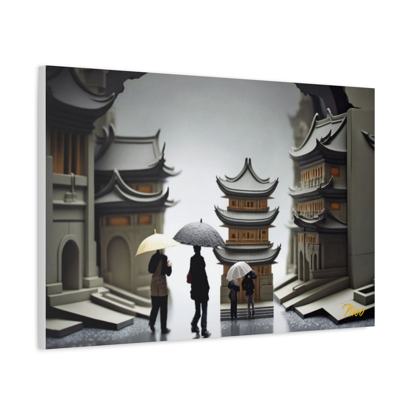 Oriental Rain Series Print #5 - Streched Matte Extended Canvas Print, 1.25" Thick