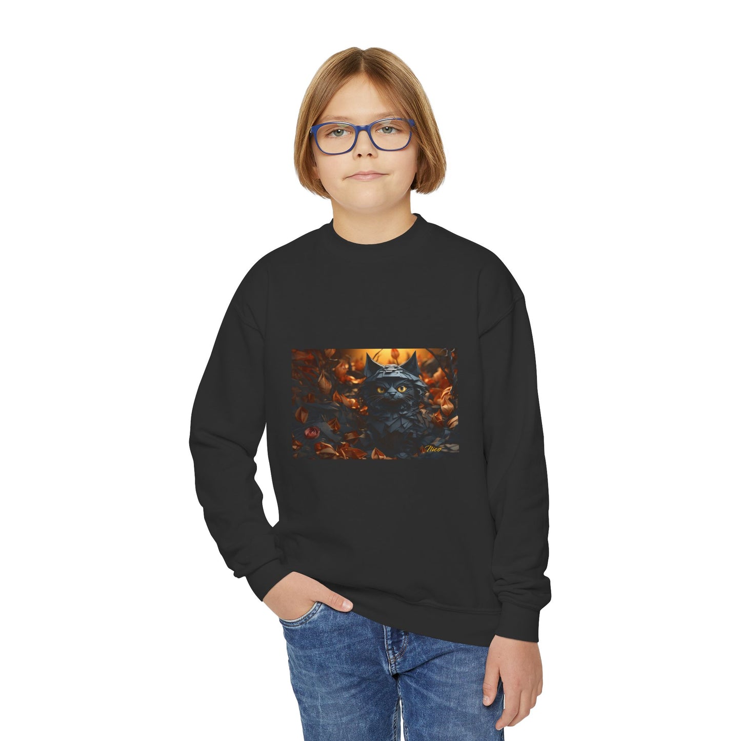 Halloween 2024 Series Print #2 "The Kitty Of Evil!" Youth Crewneck Sweatshirt