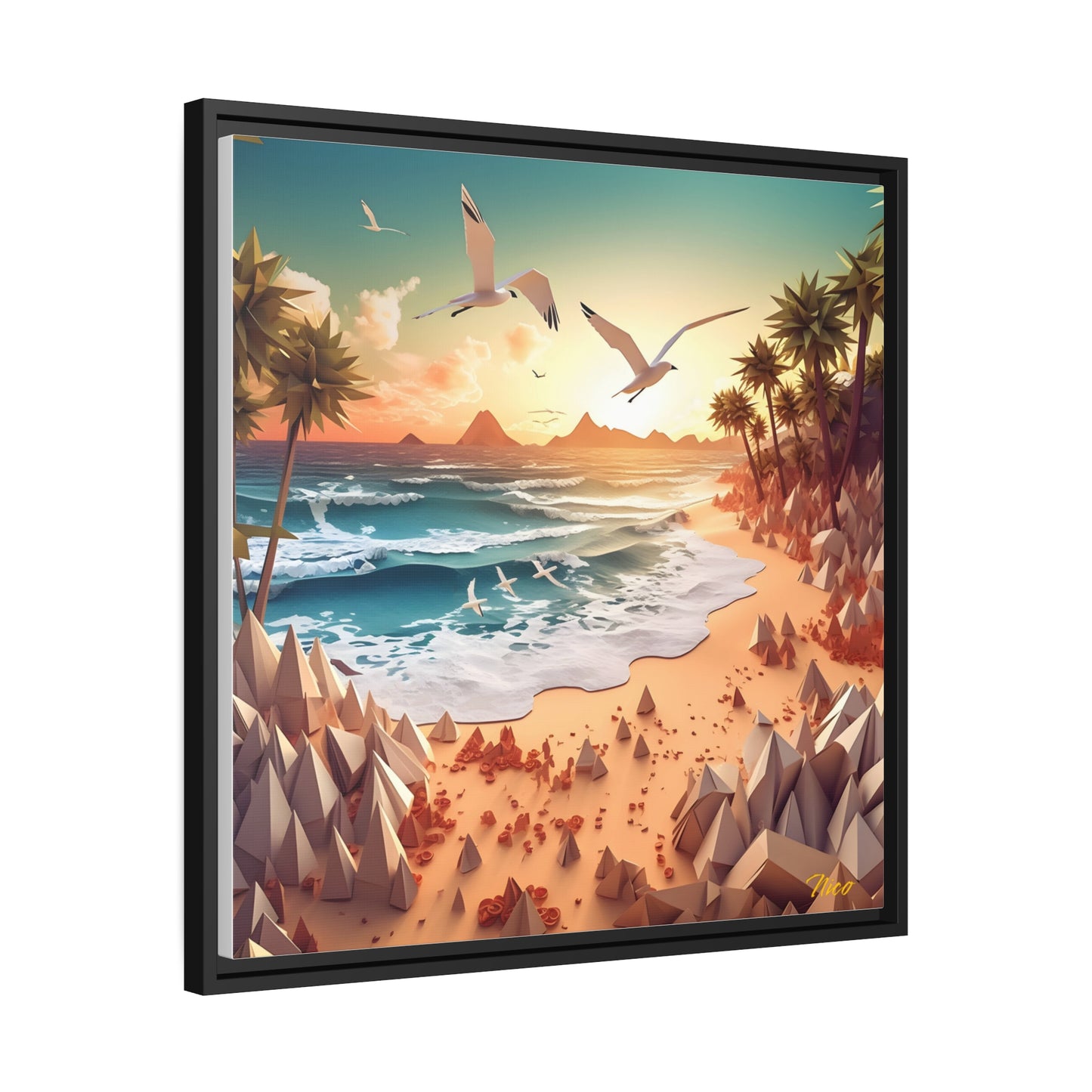 By The Seaside Series Print #4 - Black Framed Canvas Print