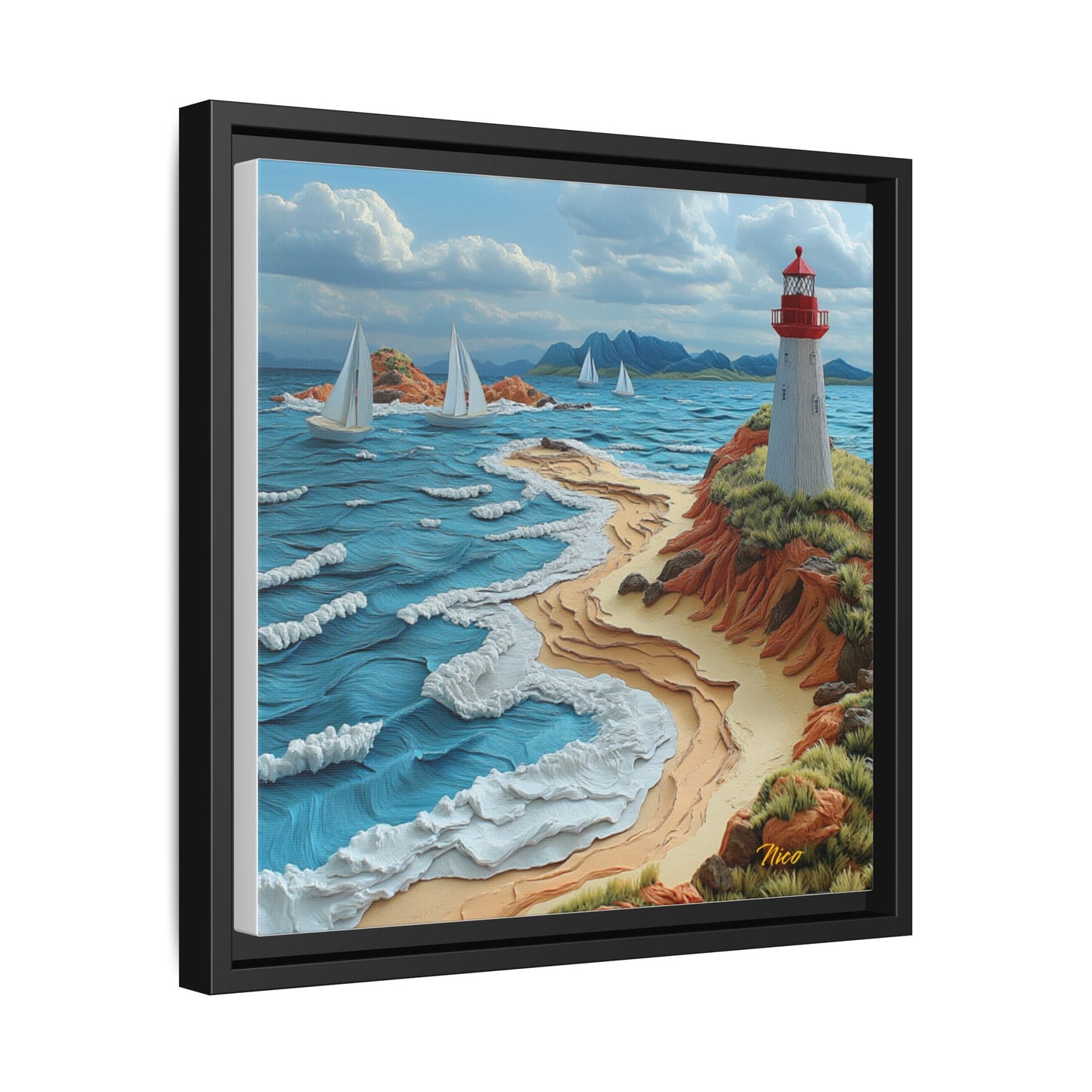 By The Seaside Series Print #4 - Black Framed Canvas Print