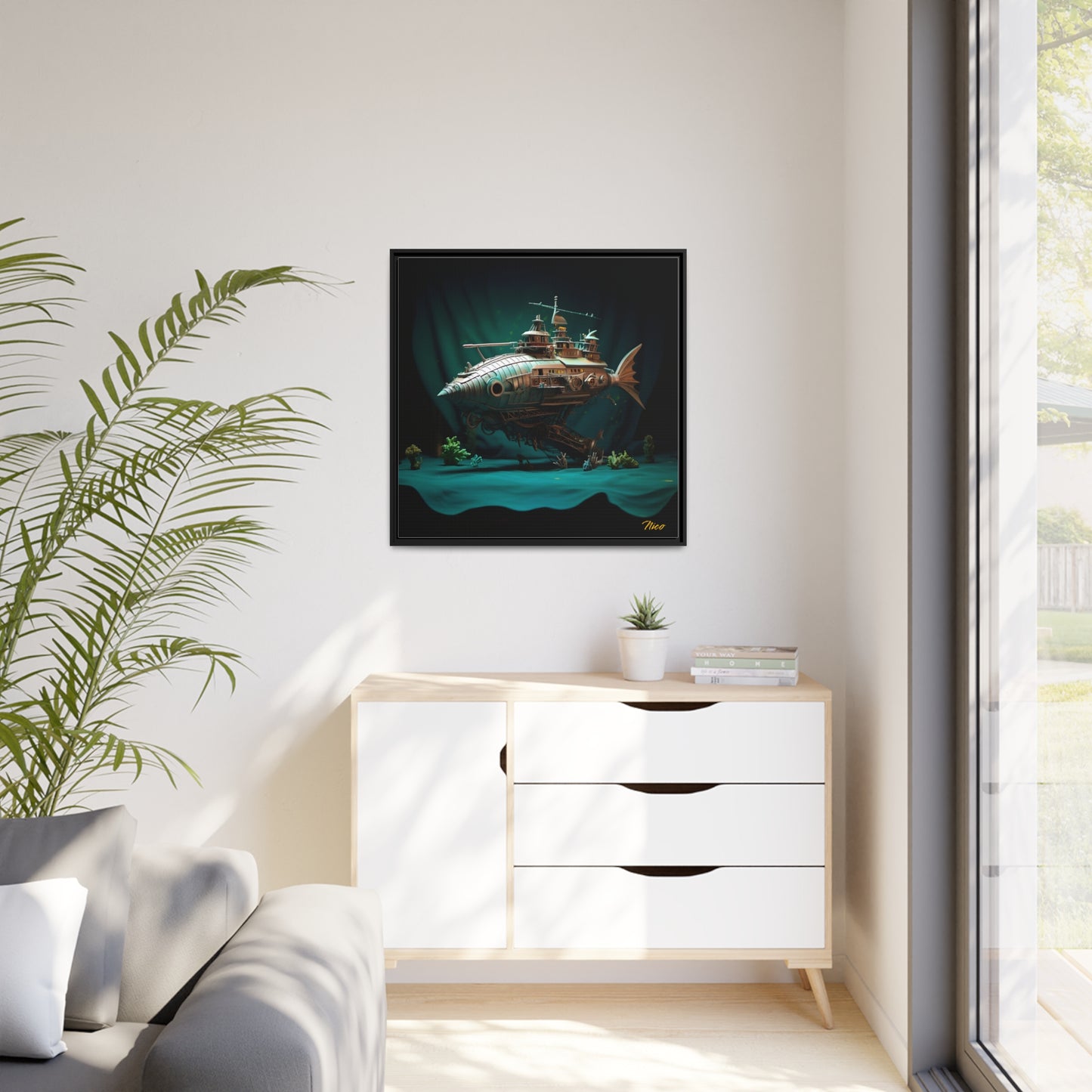 20,000 Under The Sea Series Print #2 - Black Framed Canvas Print