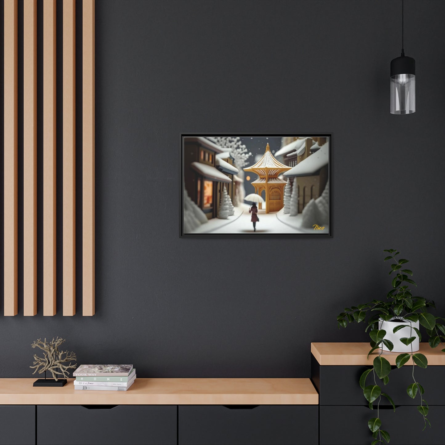 Asian Snow Series Print #5 - Extended Black Framed Canvas Print