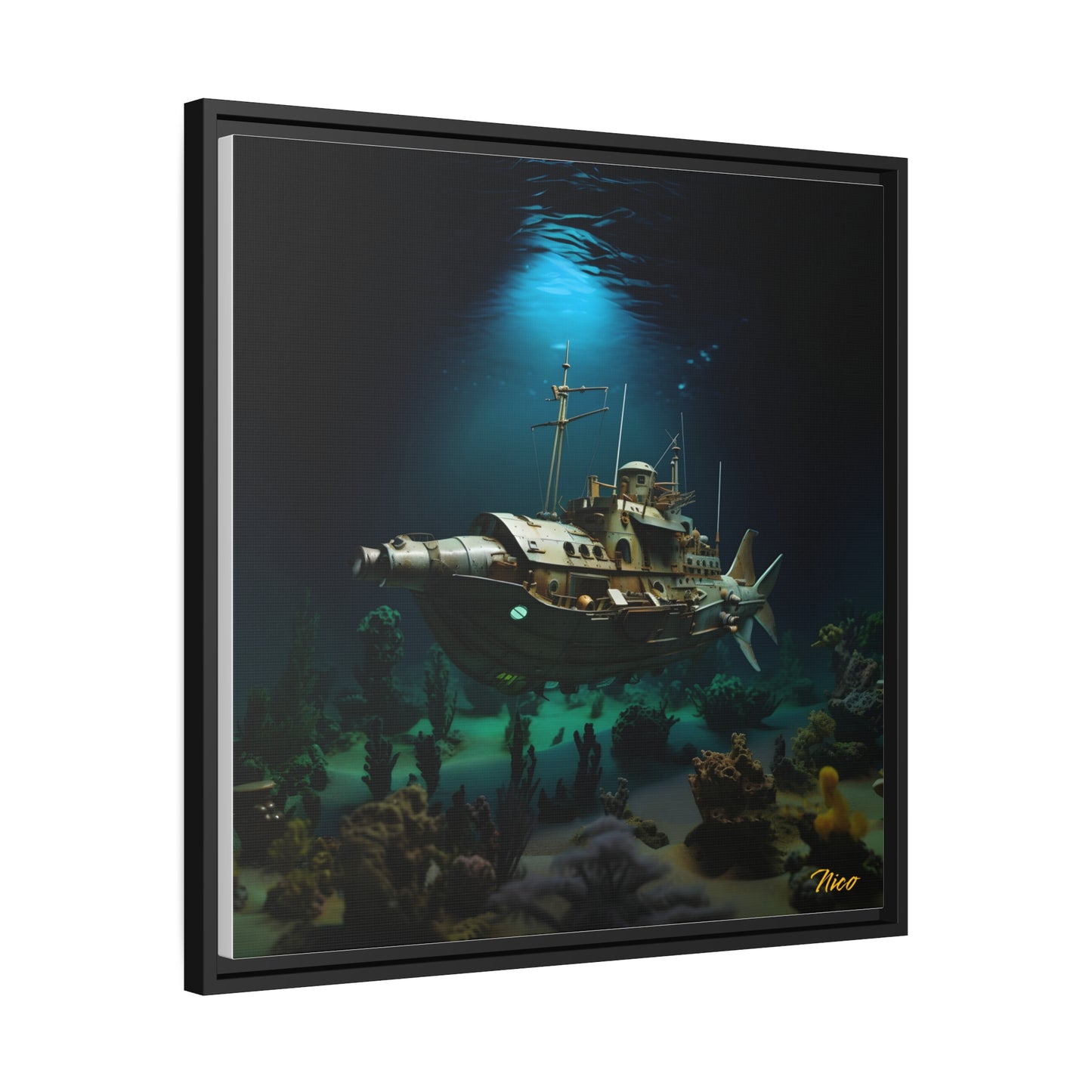 20,000 Under The Sea Series Print #7 - Black Framed Canvas Print