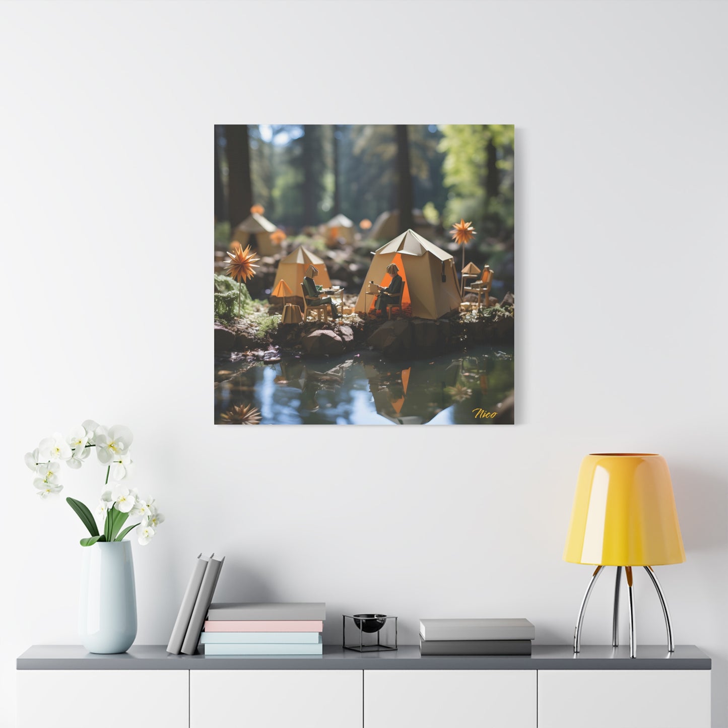 Relaxing By The Brook Series Print #4 - Streched Matte Canvas Print, 1.25" Thick