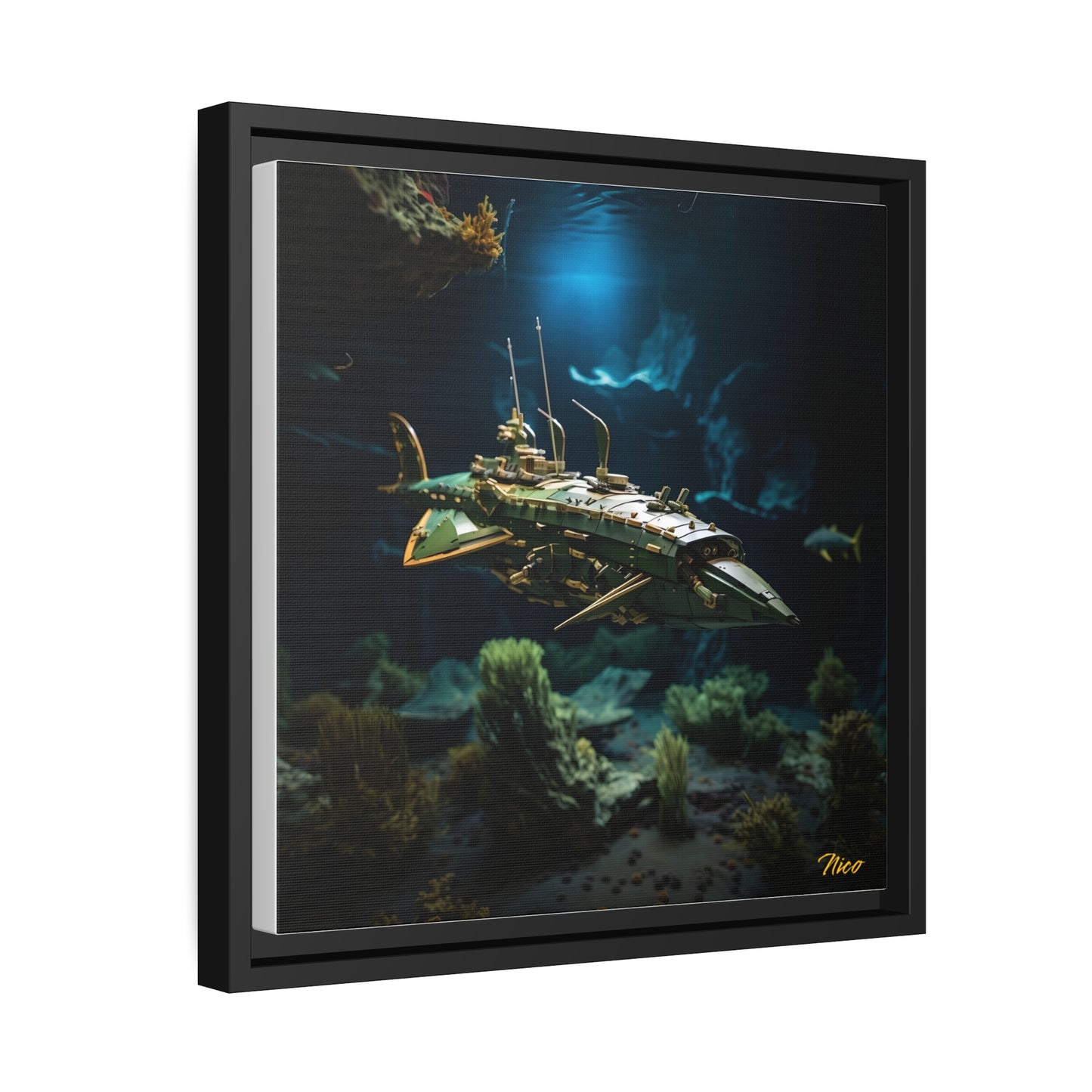 20,000 Under The Sea Series Print #1 - Black Framed Canvas Print