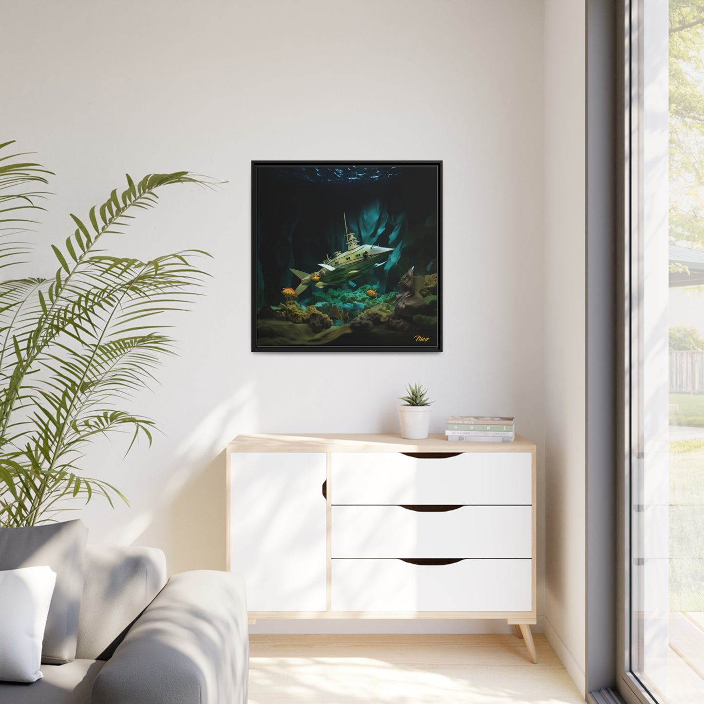 20,000 Under The Sea Series Print #8 - Black Framed Canvas Print