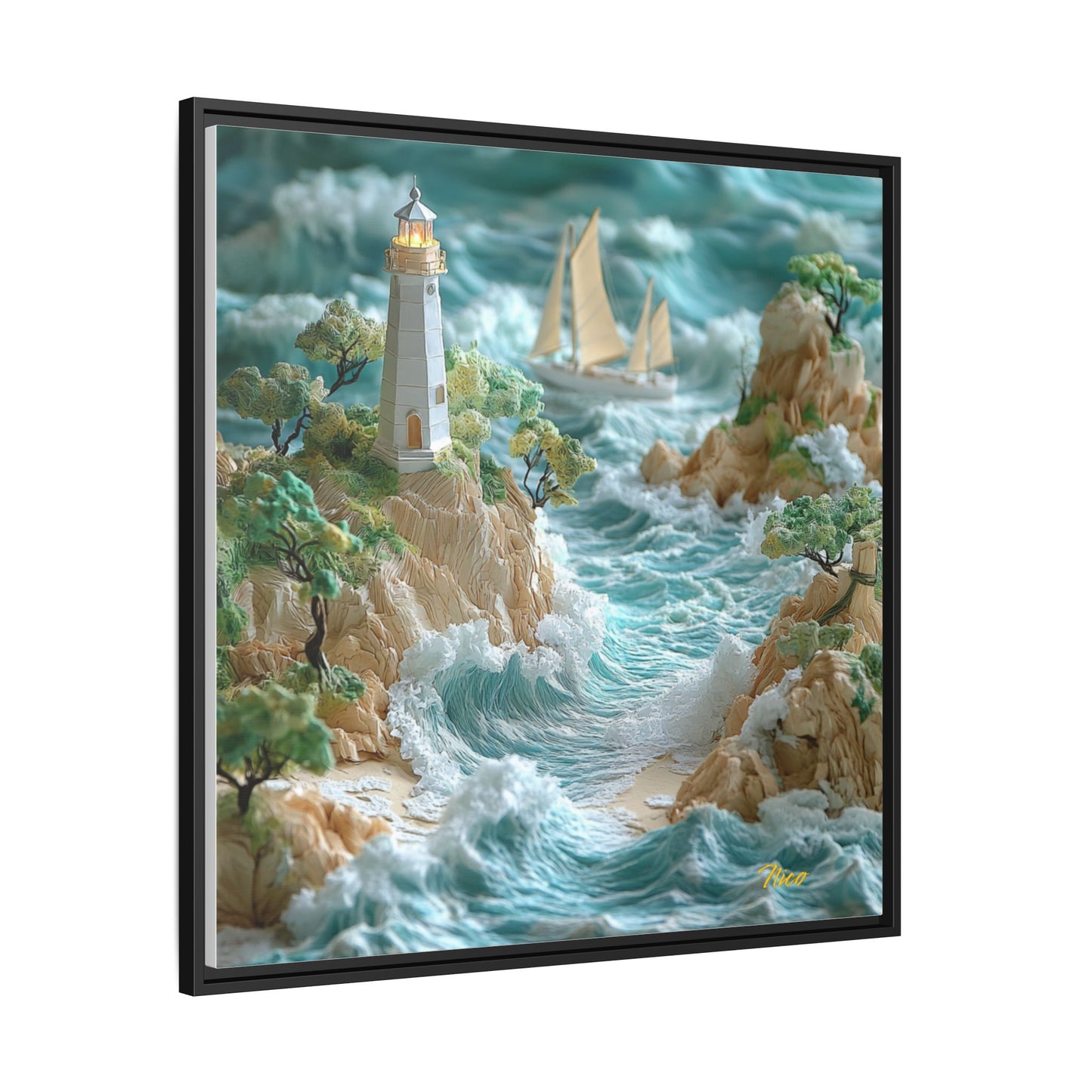 By The Seaside Series Print #9 - Black Framed Canvas Print