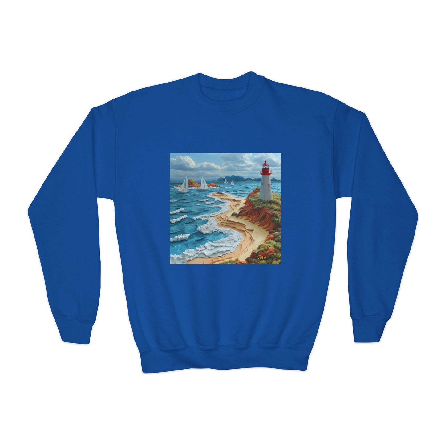 By The Seaside Series Print #4 Youth Crewneck Sweatshirt