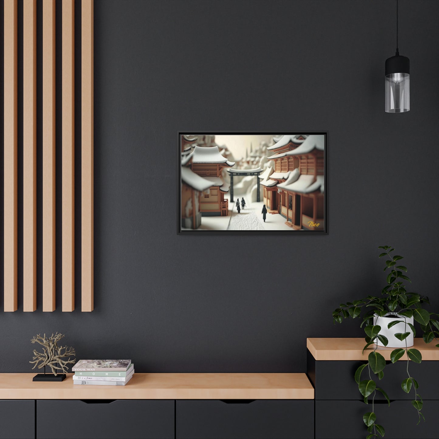 Asian Snow Series Print #2 - Extended Black Framed Canvas Print