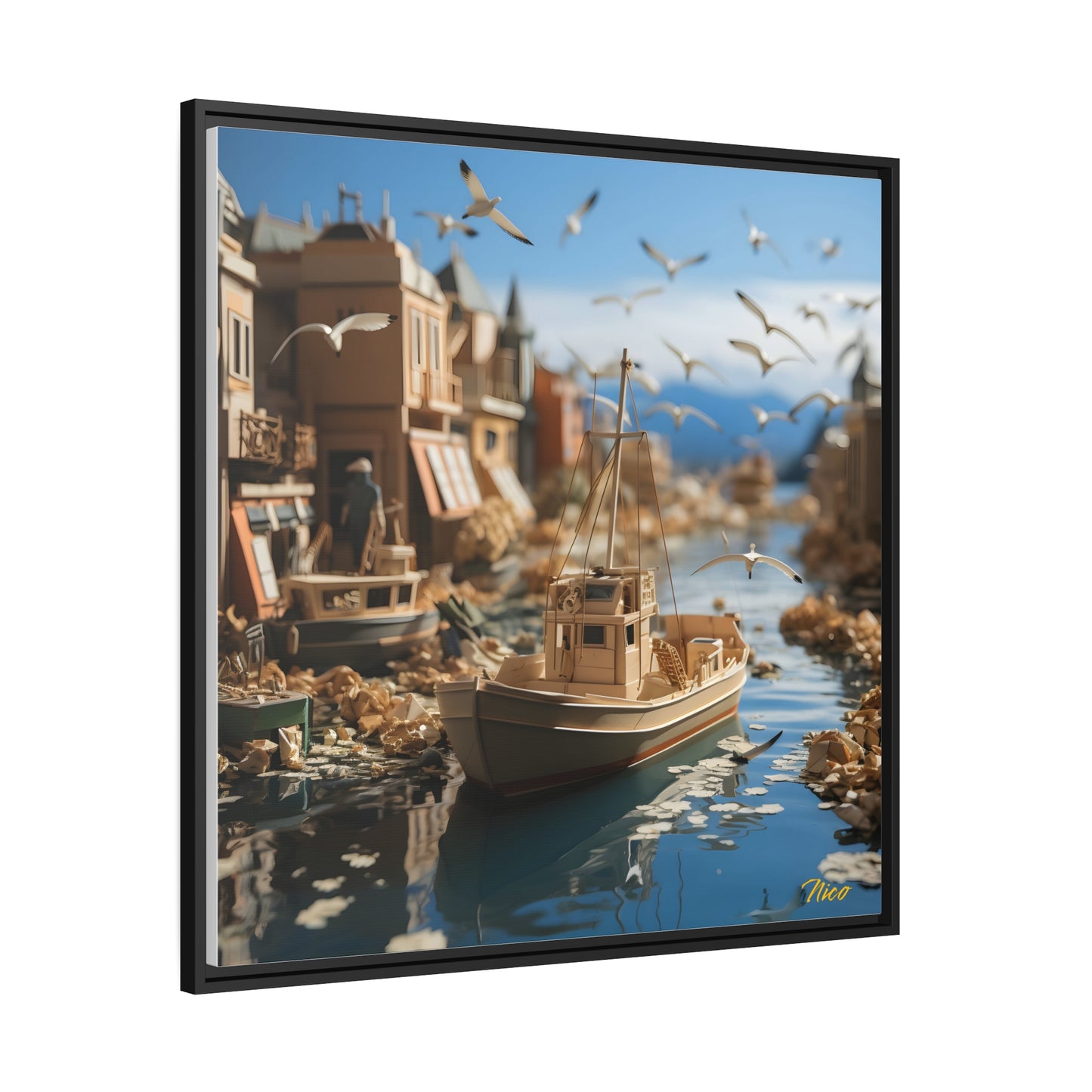 On The Docks By The Bay Series Print #3 - Black Framed Canvas Print