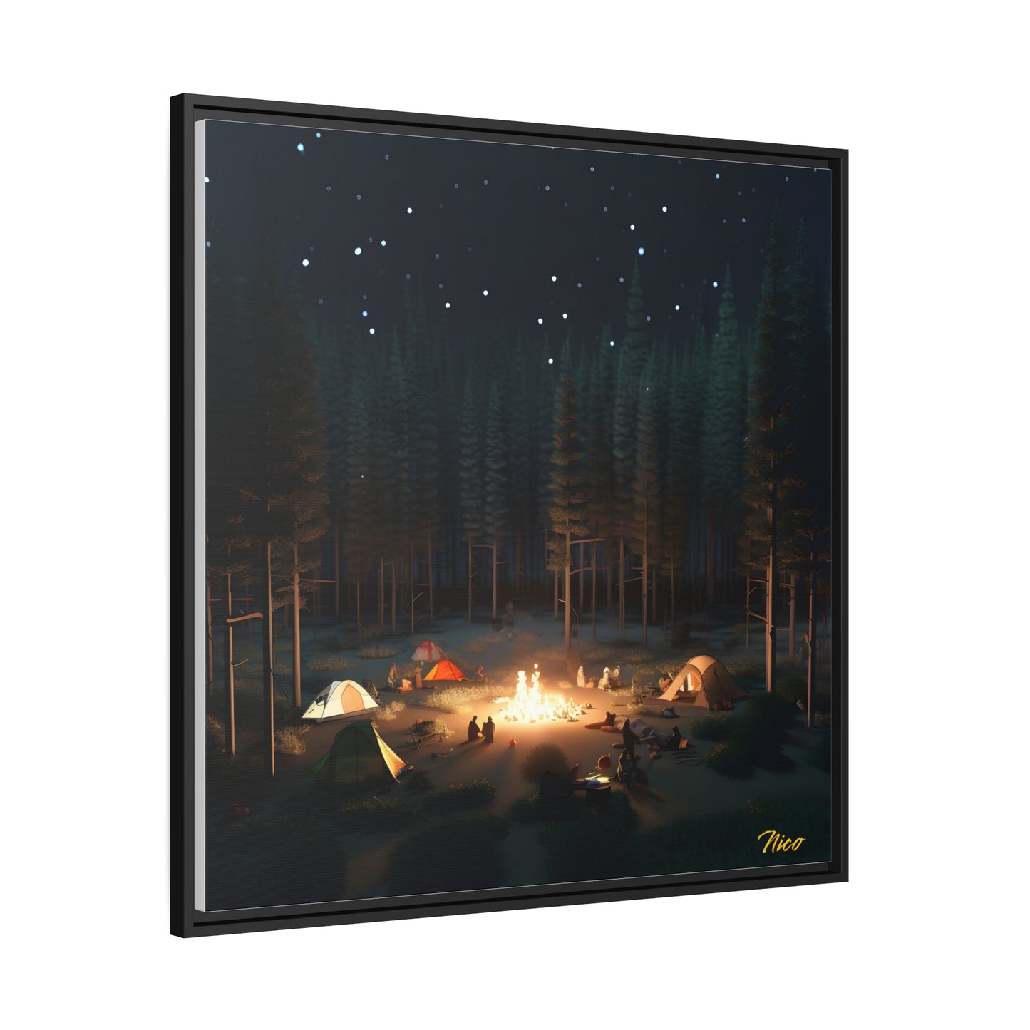 Campfire Series Print #2 - Black Framed Canvas Print