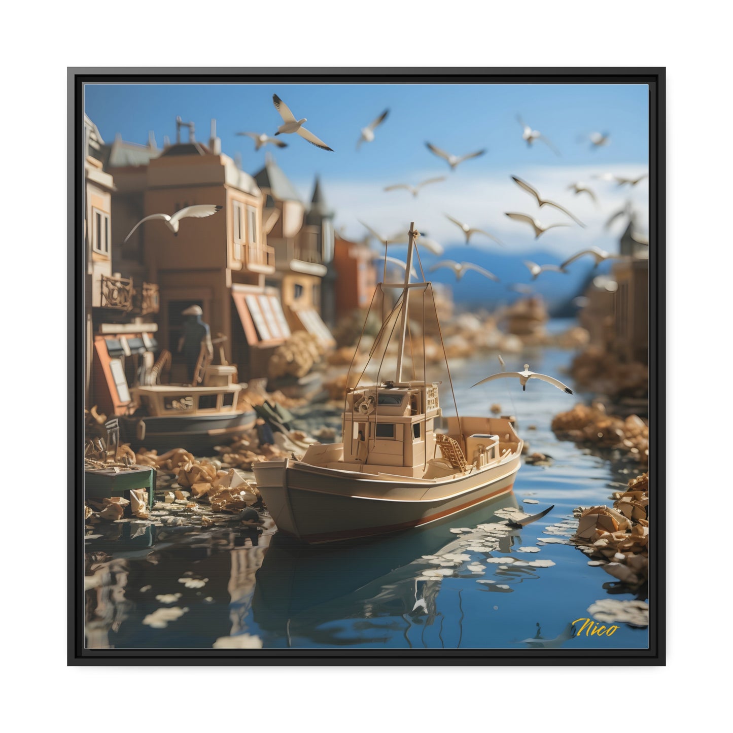 On The Docks By The Bay Series Print #3 - Black Framed Canvas Print