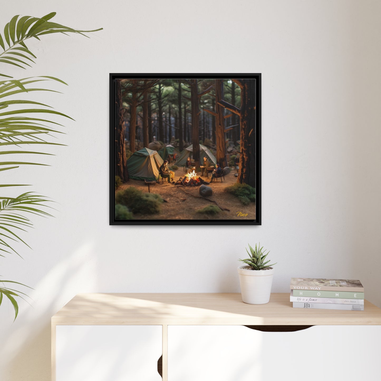 Campfire Series Print #1 - Black Framed Canvas Print