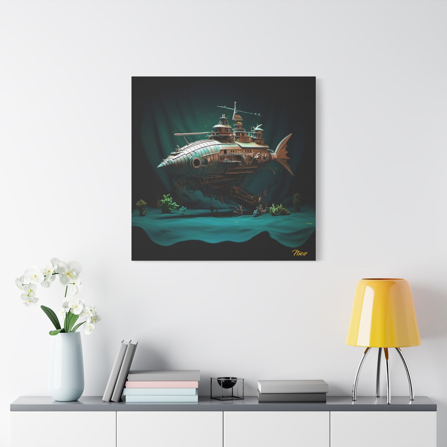 20,000 Leagues Under The Sea Series Print #2 - Streched Matte Canvas Print, 1.25" Thick