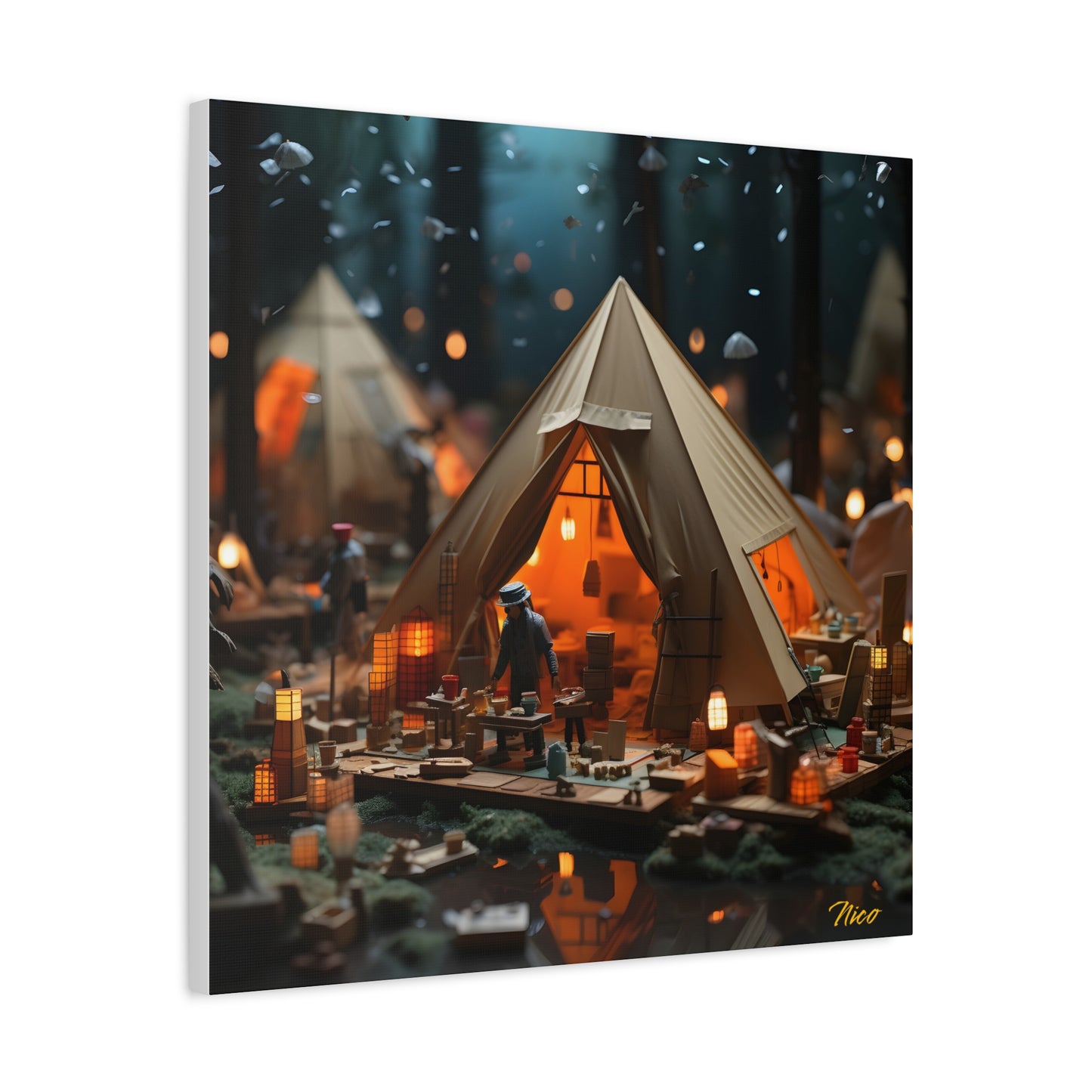 Camping In The Rain Series Print #8 - Streched Matte Canvas Print, 1.25" Thick